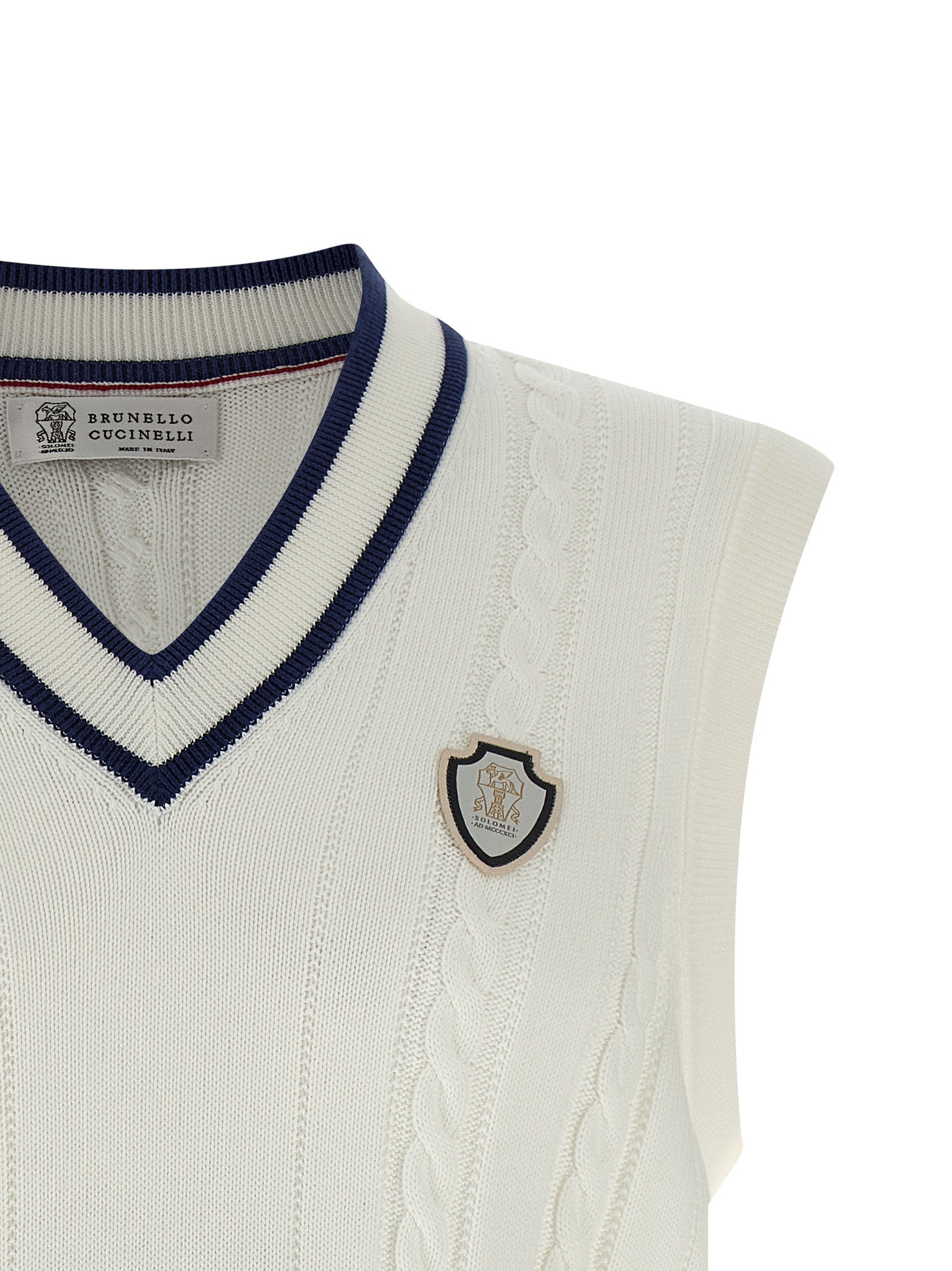 Brunello Cucinelli White Cotton Sleeveles Sweater Brunello Cucinelli