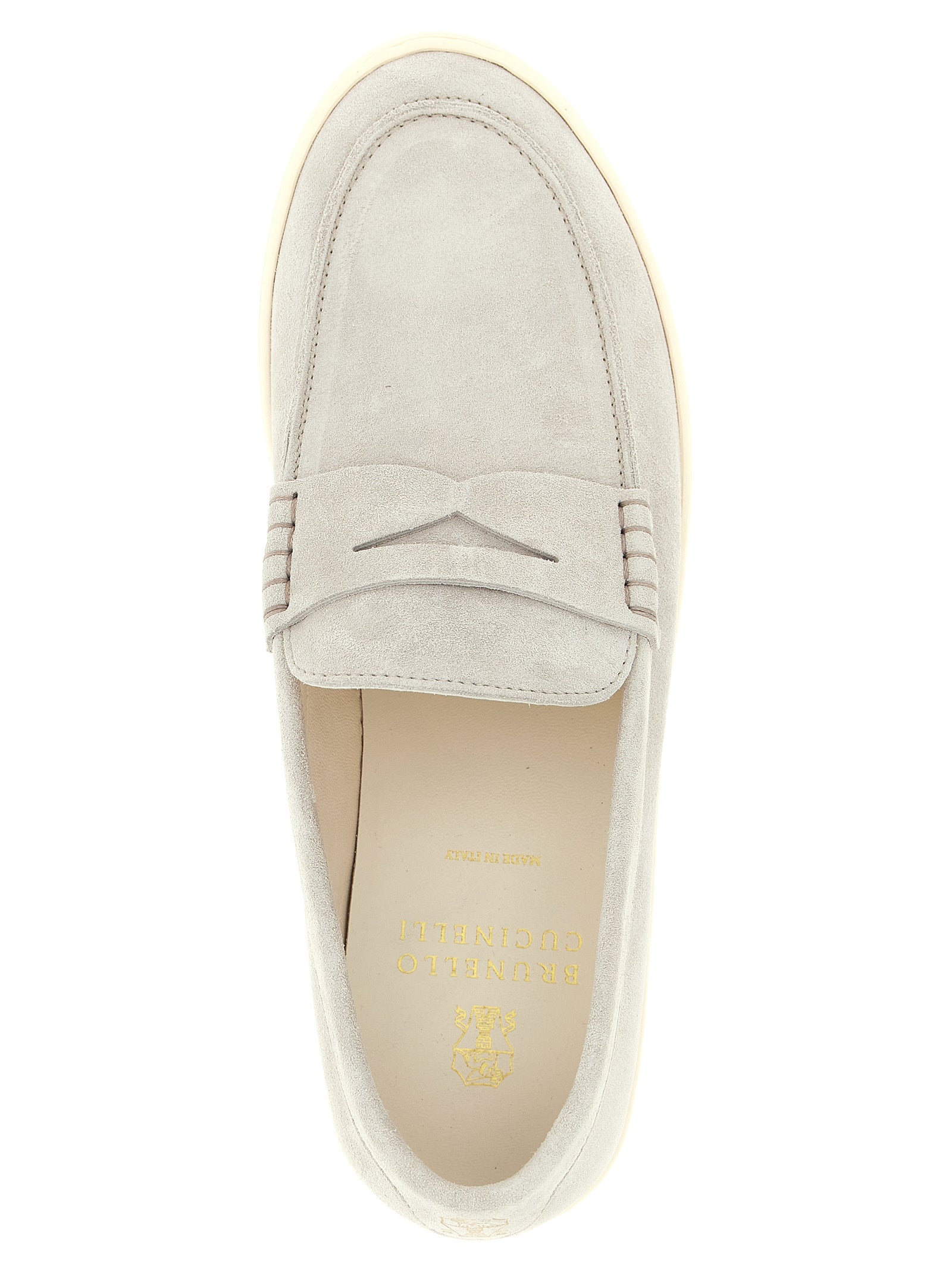 Brunello Cucinelli Gray Calfskin Slip-On Loafers Brunello Cucinelli