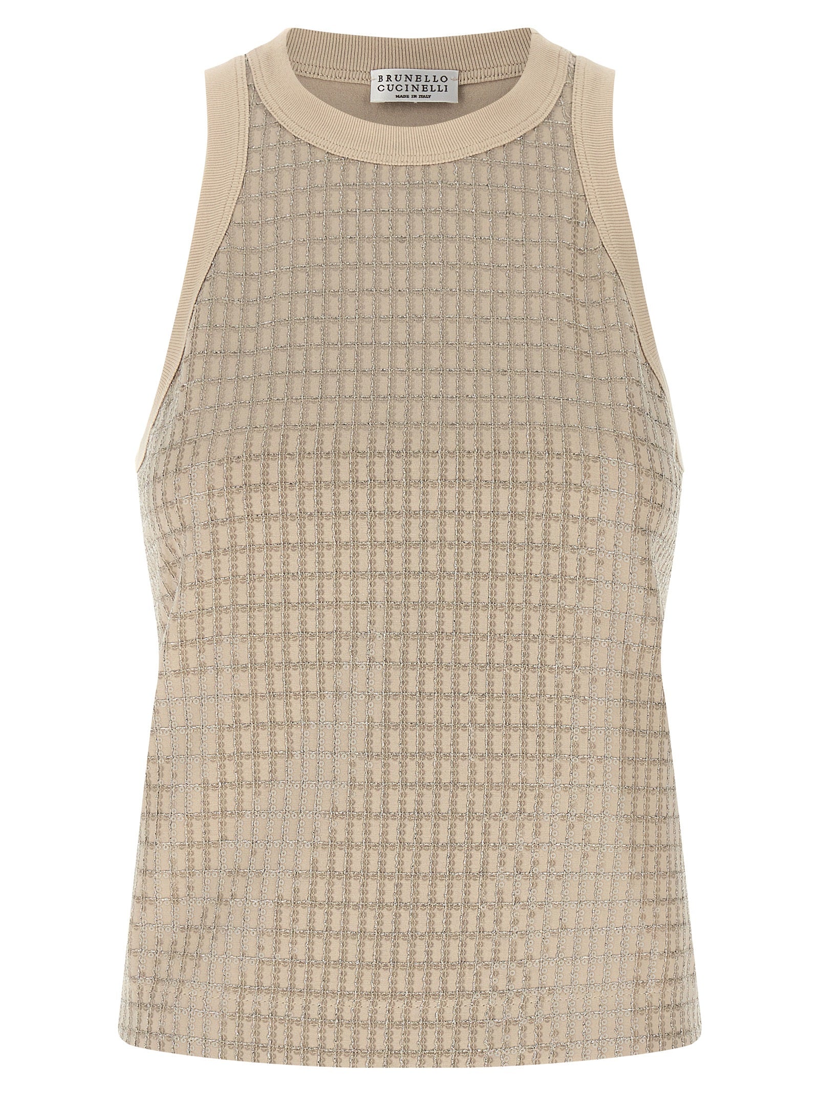 Brunello Cucinelli Beige Cotton Tank Tops Brunello Cucinelli