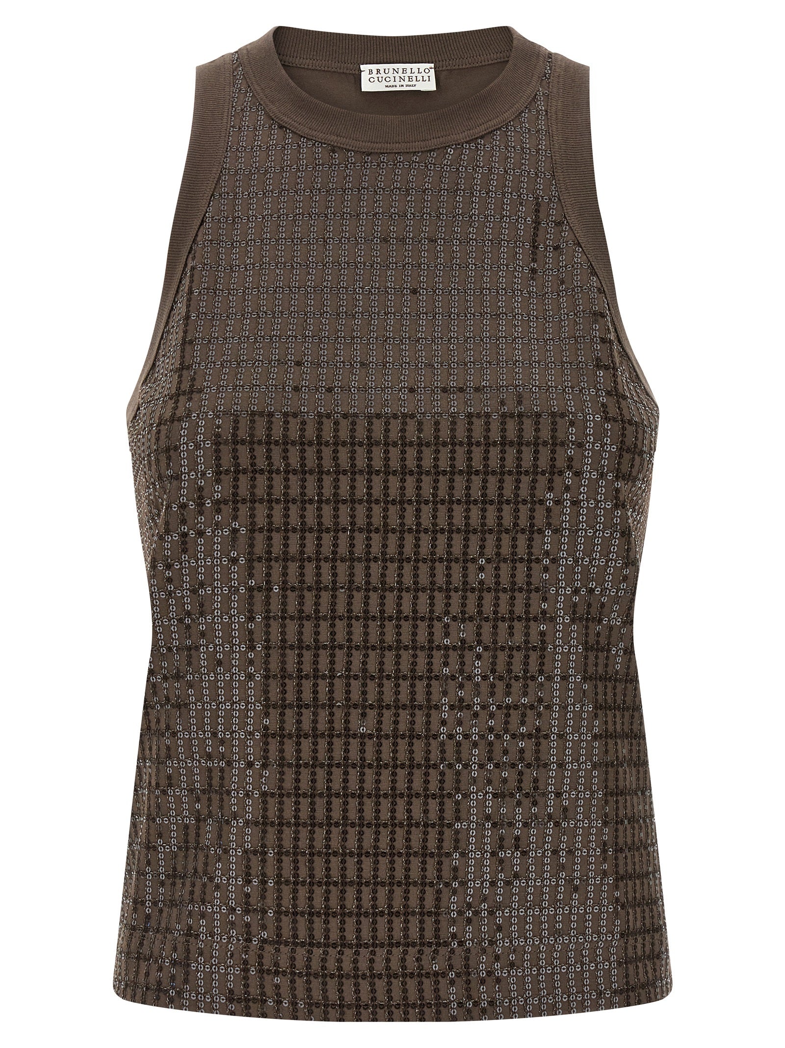 Brunello Cucinelli Brown Cotton Tank Tops Brunello Cucinelli