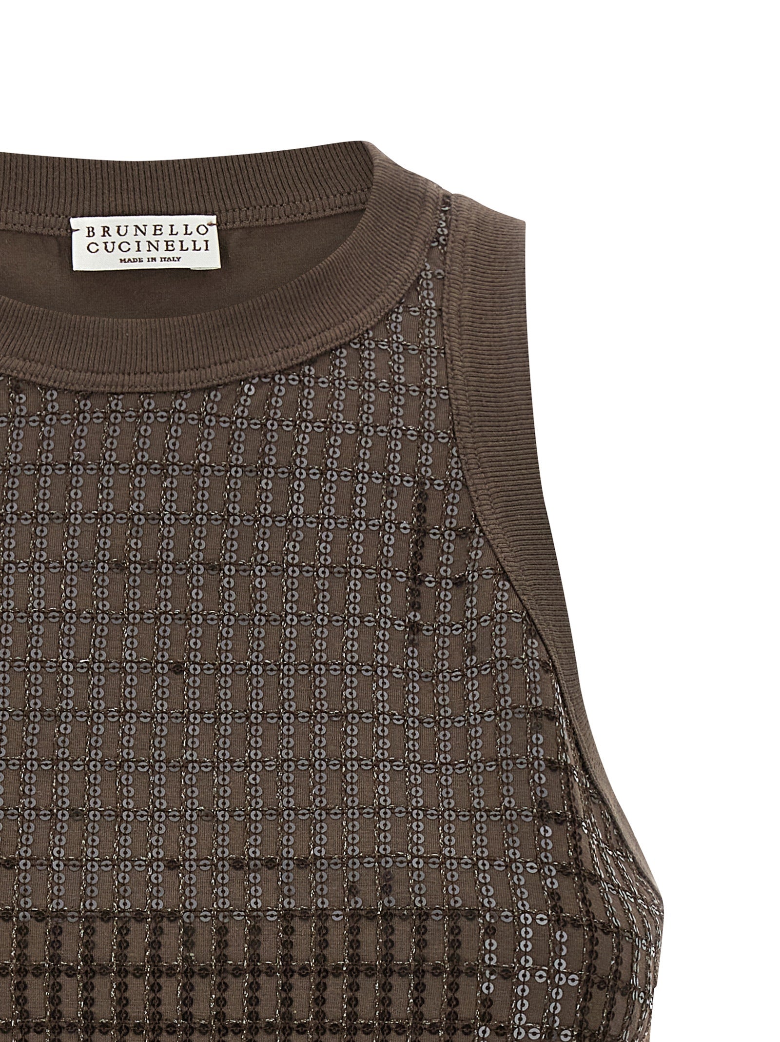 Brunello Cucinelli Brown Cotton Tank Tops Brunello Cucinelli