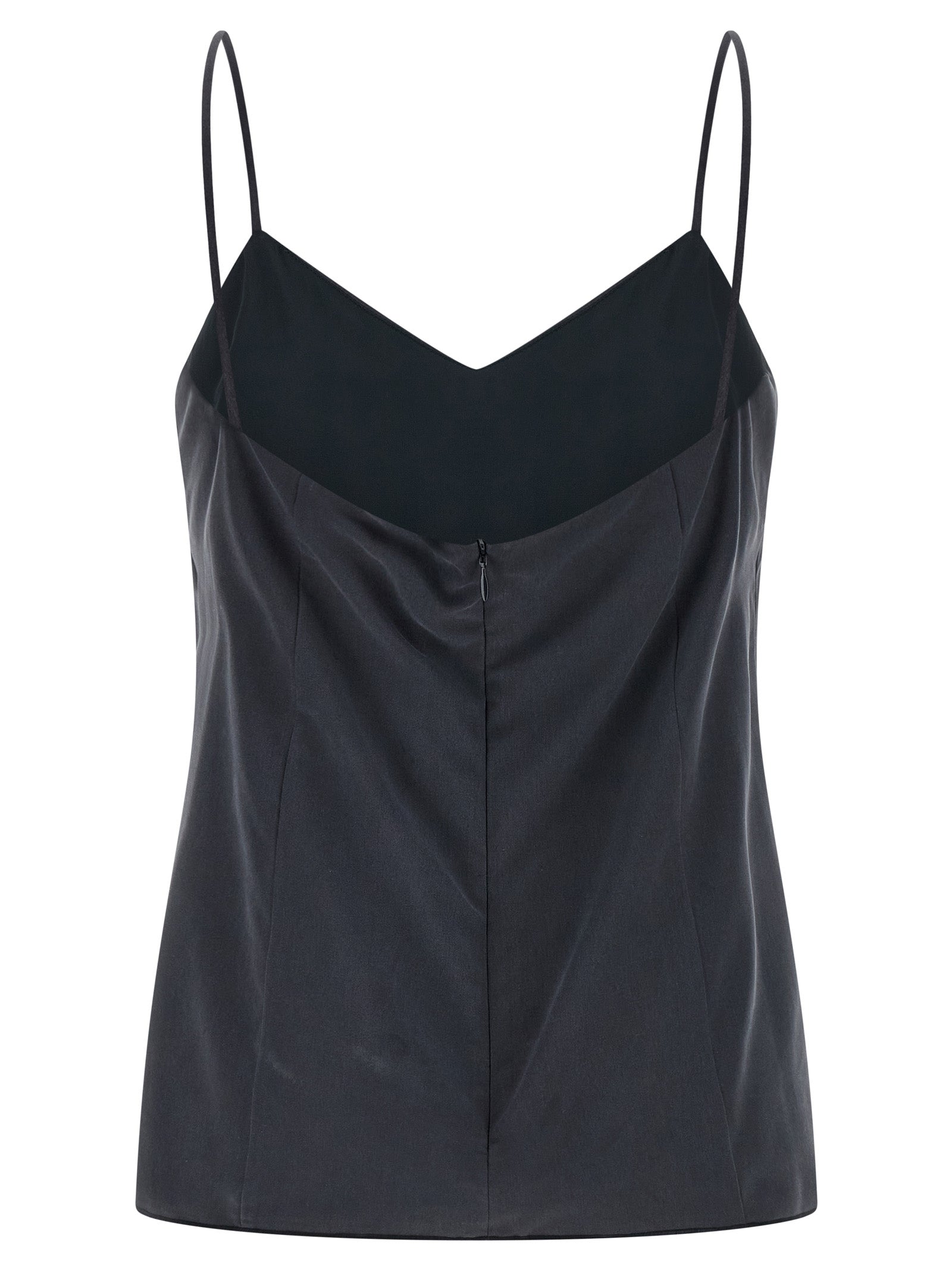 Max Mara Gray Silk Sleeveles T-Shirt Max Mara