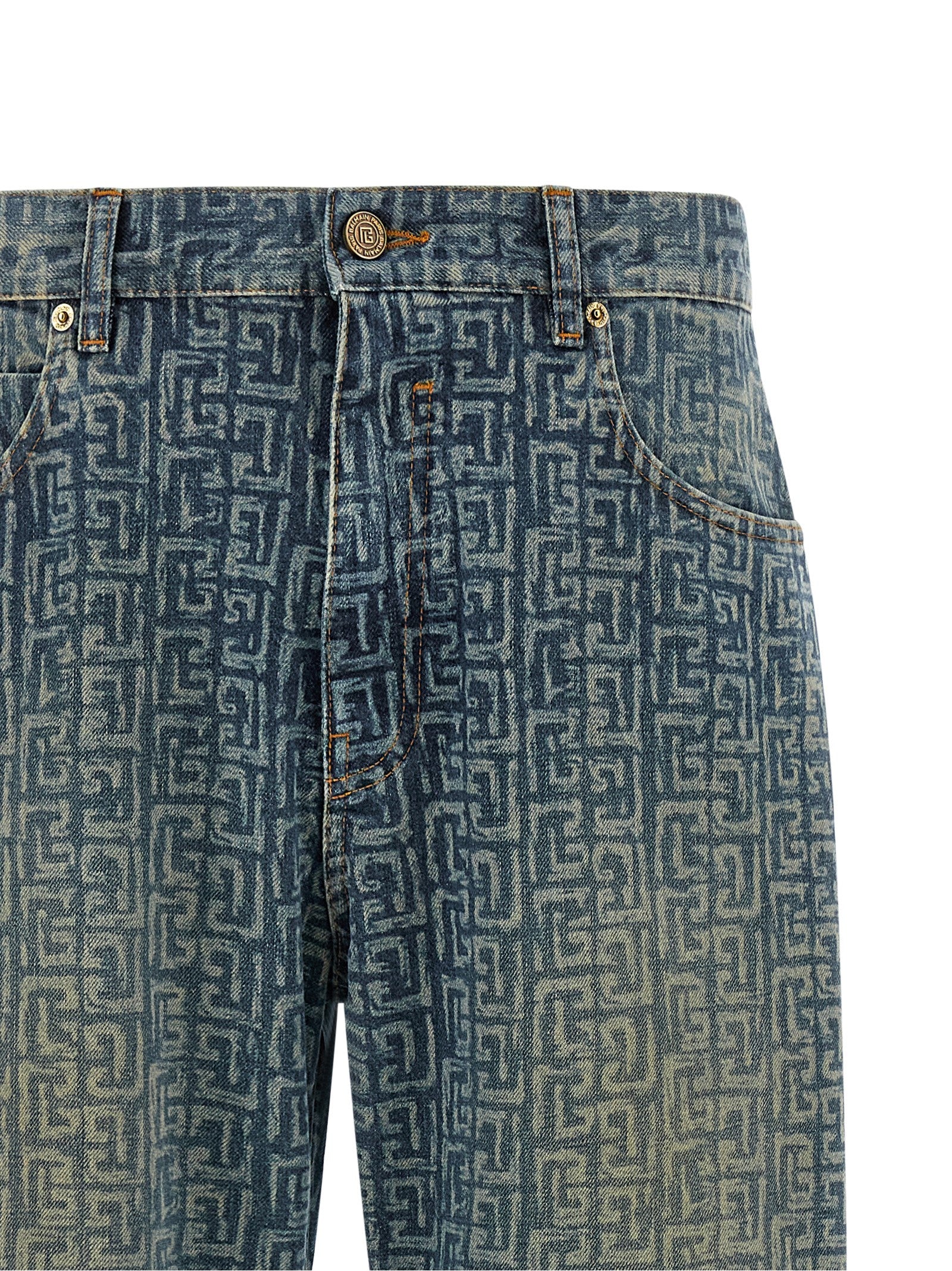 Balmain Blue Cotton Straight-Leg Jeans Balmain
