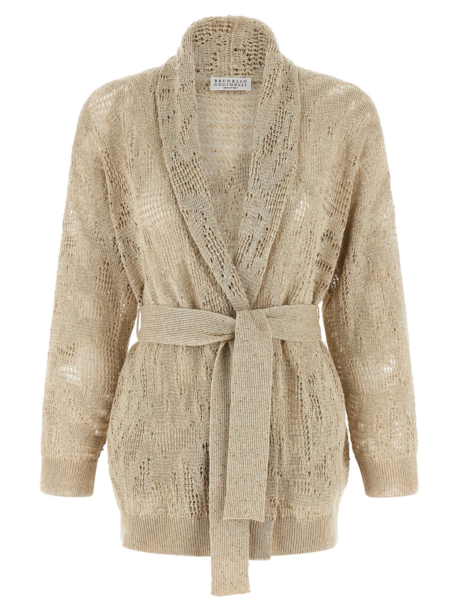 Brunello Cucinelli Beige Linen Cardigan Brunello Cucinelli