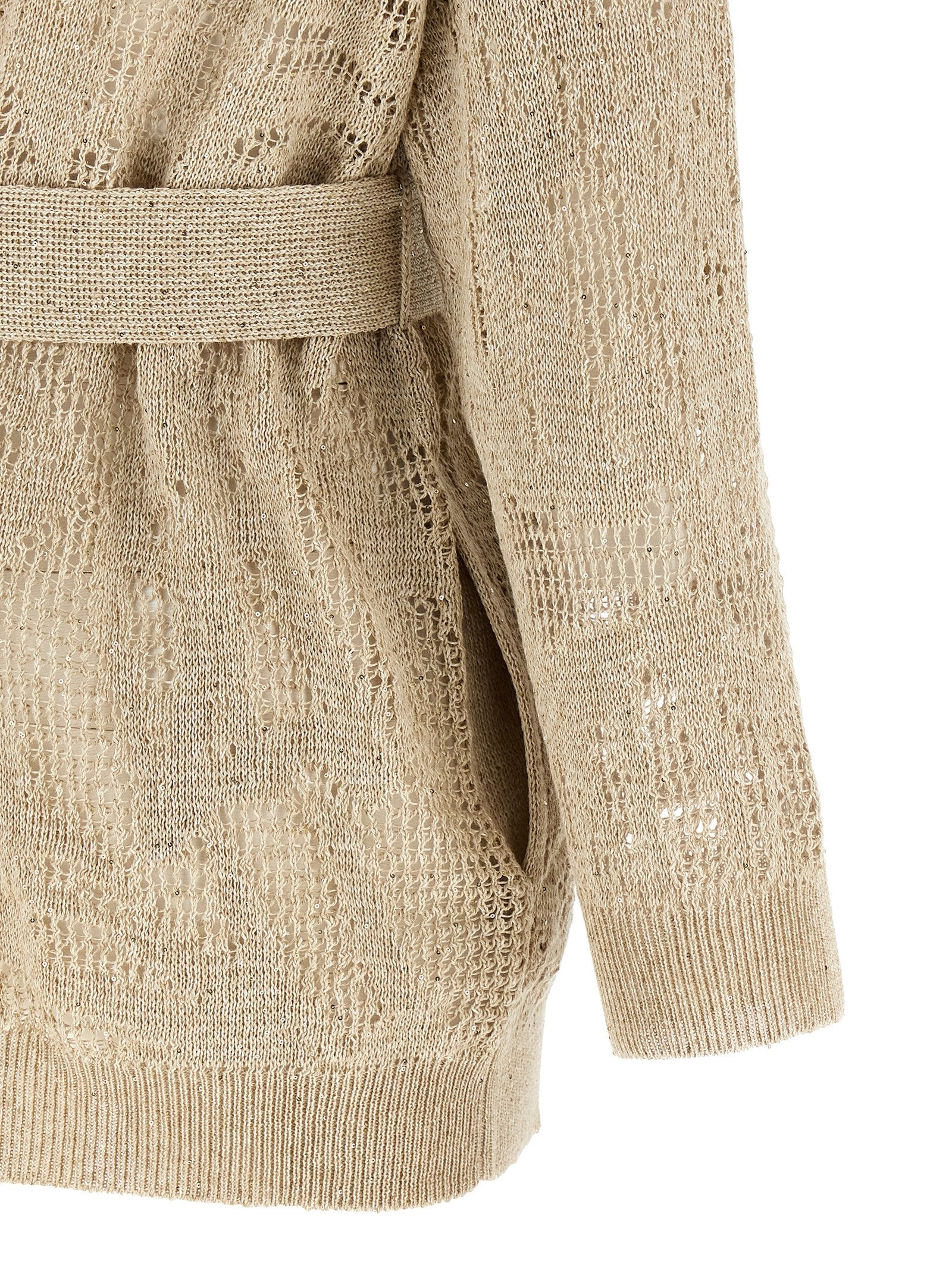 Brunello Cucinelli Beige Linen Cardigan Brunello Cucinelli