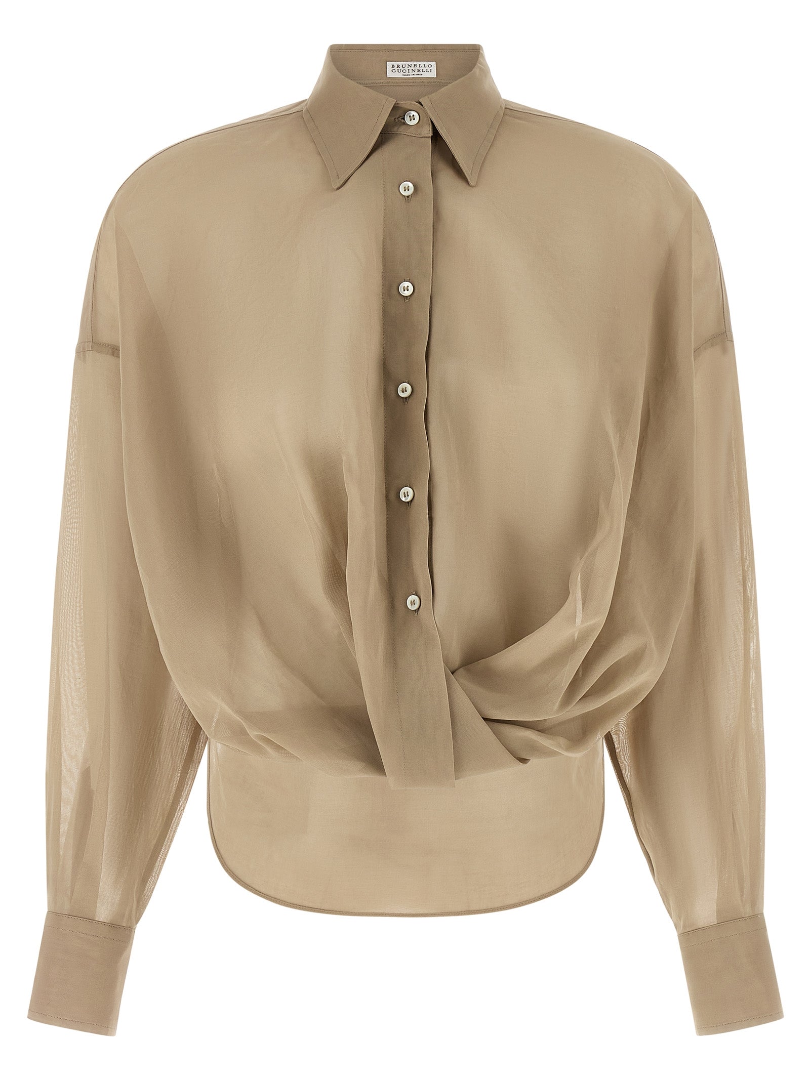 Brunello Cucinelli Beige Cotton Blouse Brunello Cucinelli