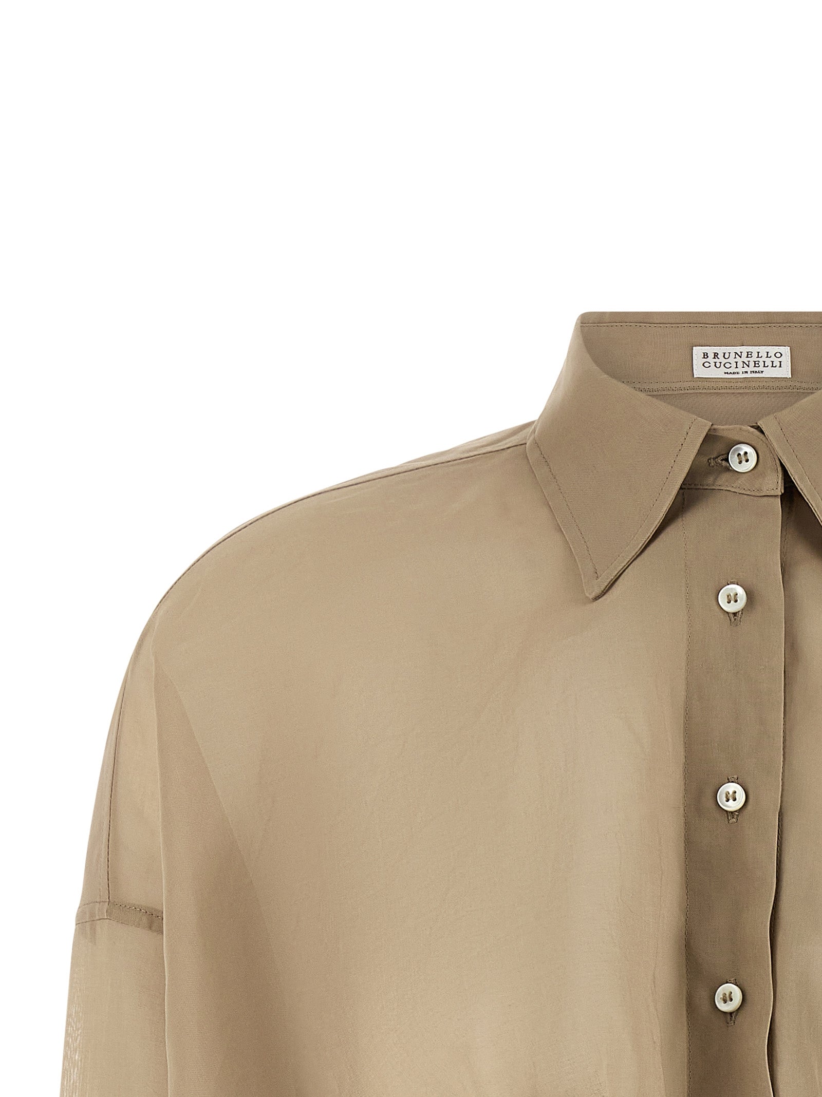 Brunello Cucinelli Beige Cotton Blouse Brunello Cucinelli