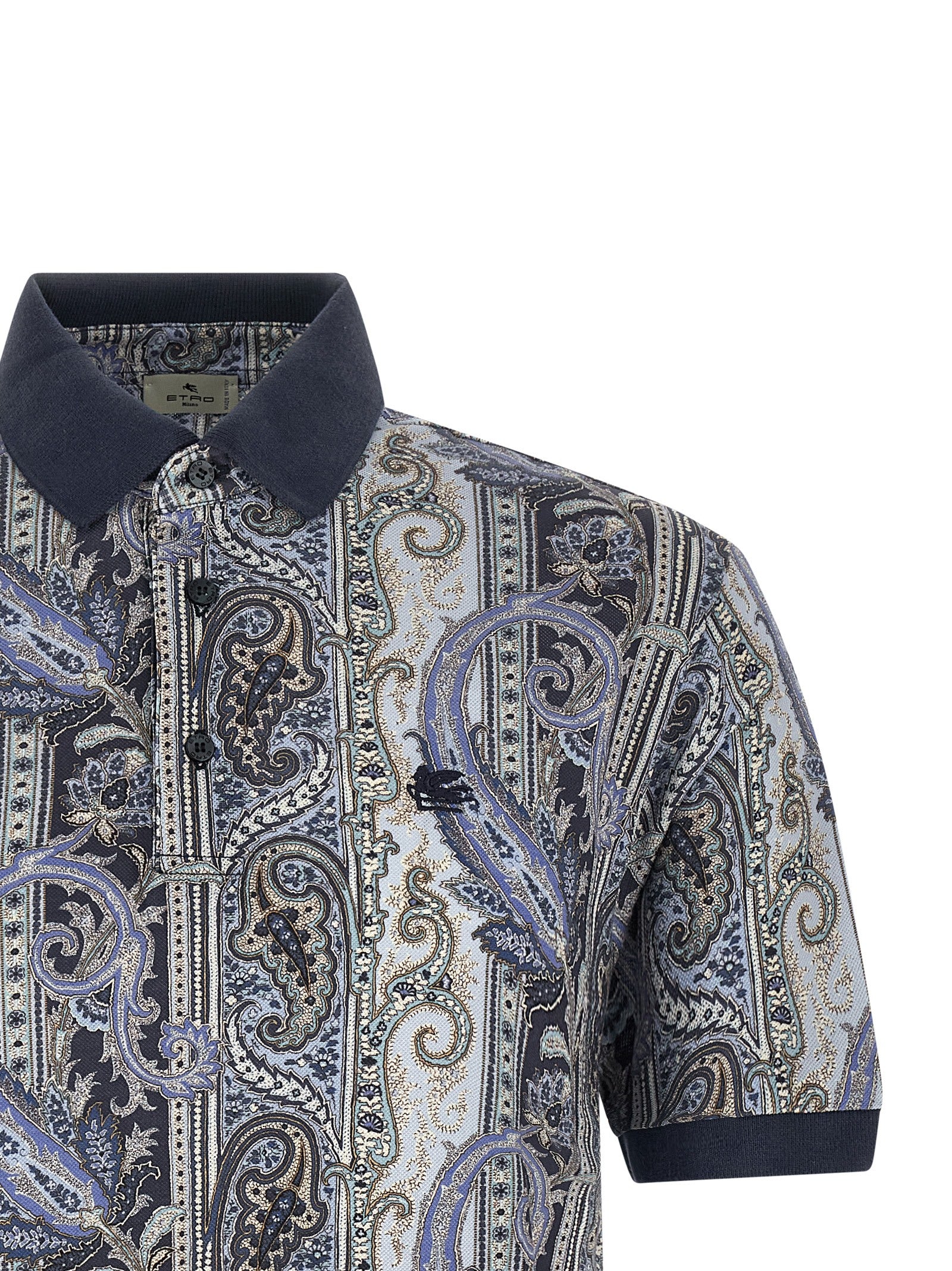 Etro Blue Cotton Polo Shirt Etro
