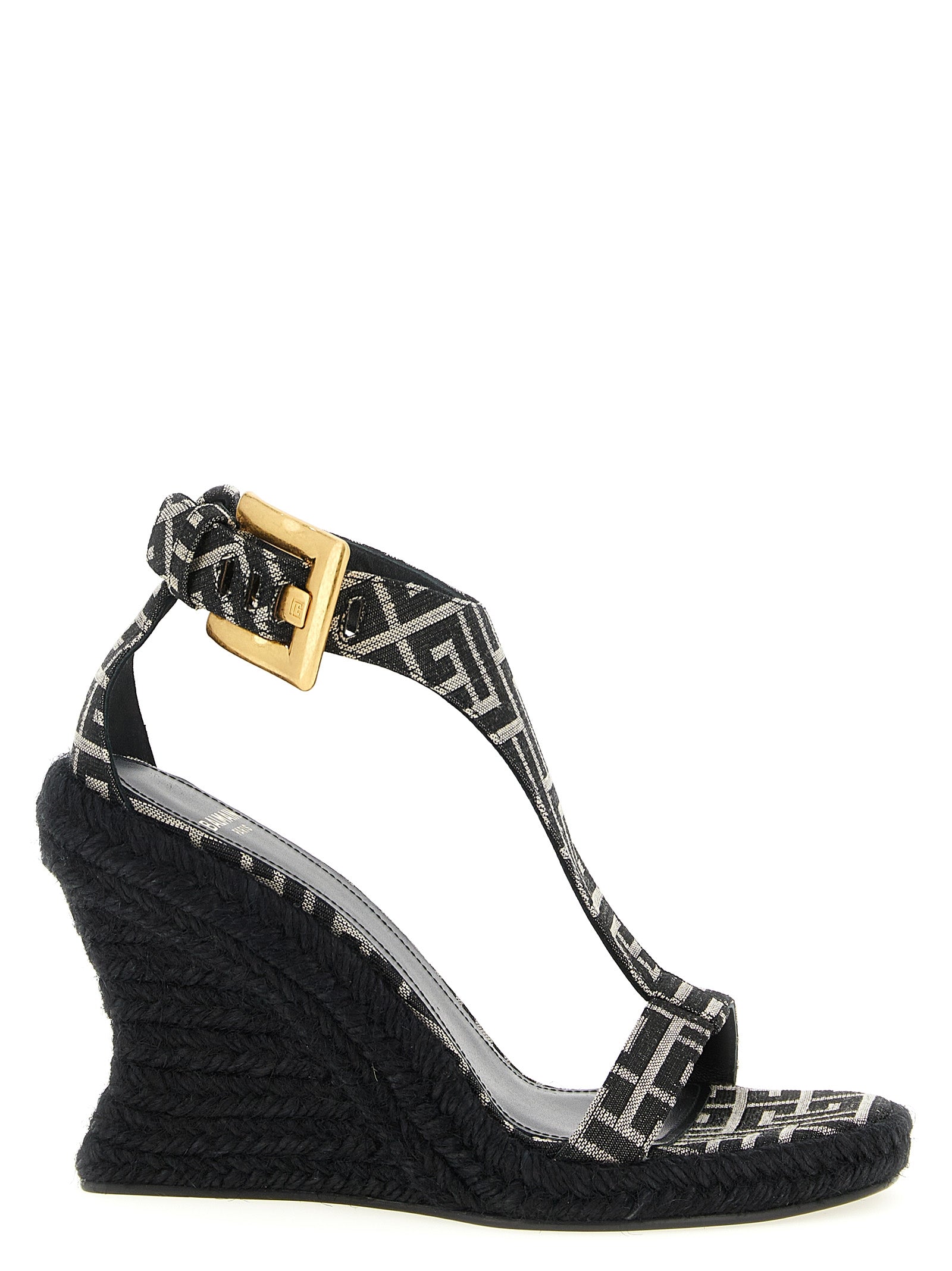 Balmain Black Polyester Wedge Sandals Balmain