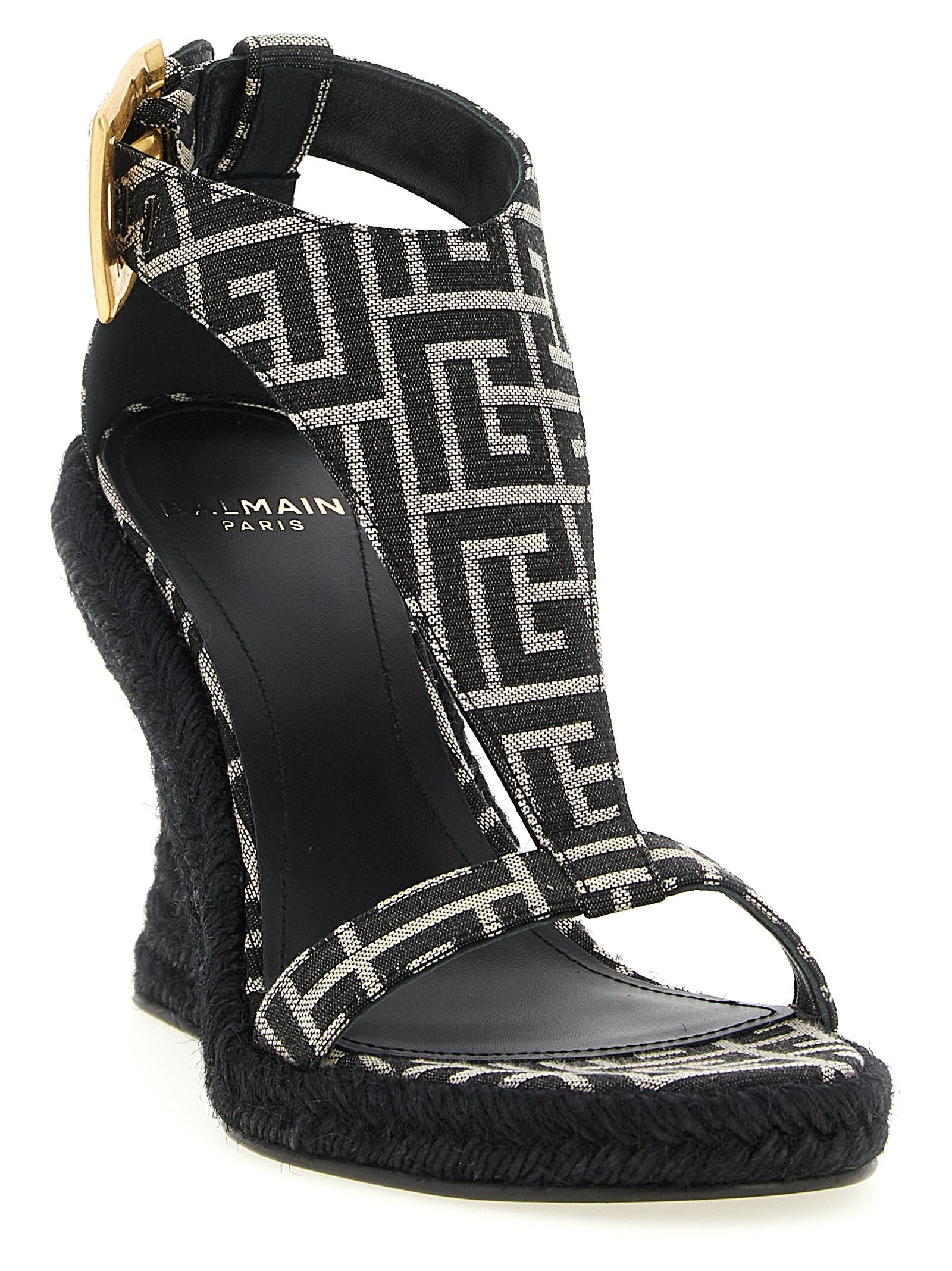 Balmain Black Polyester Wedge Sandals Balmain