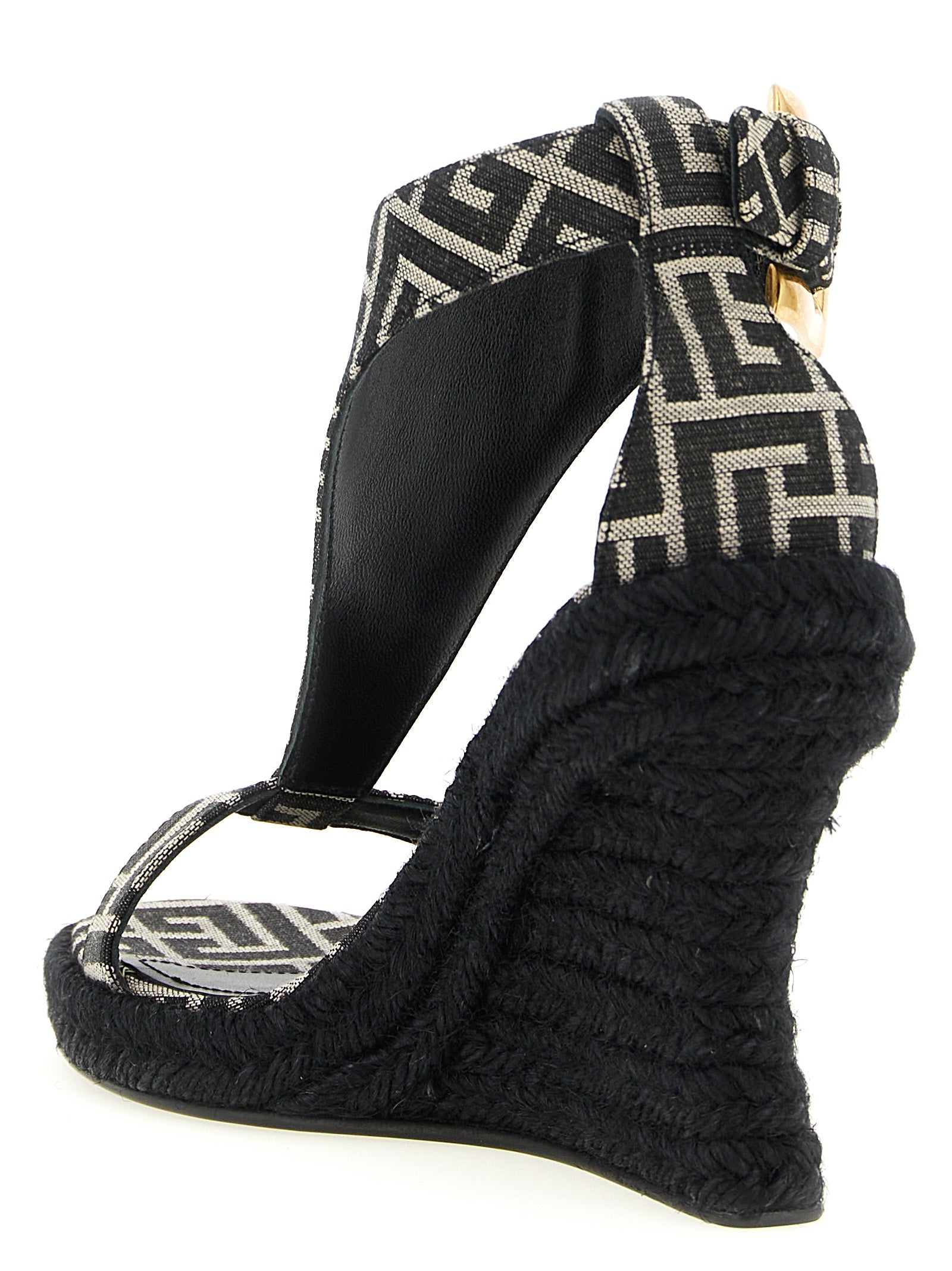 Balmain Black Polyester Wedge Sandals Balmain