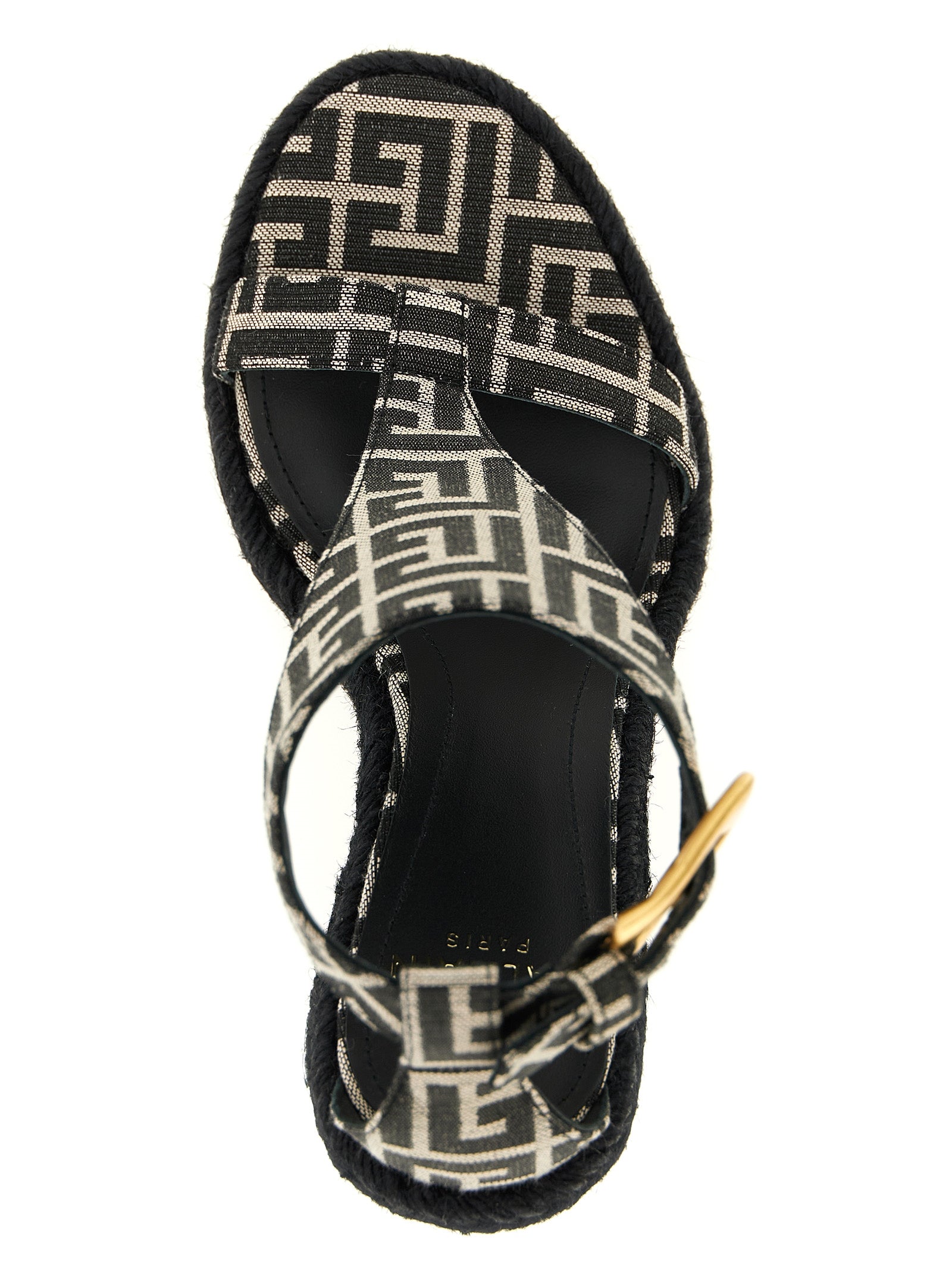 Balmain Black Polyester Wedge Sandals Balmain