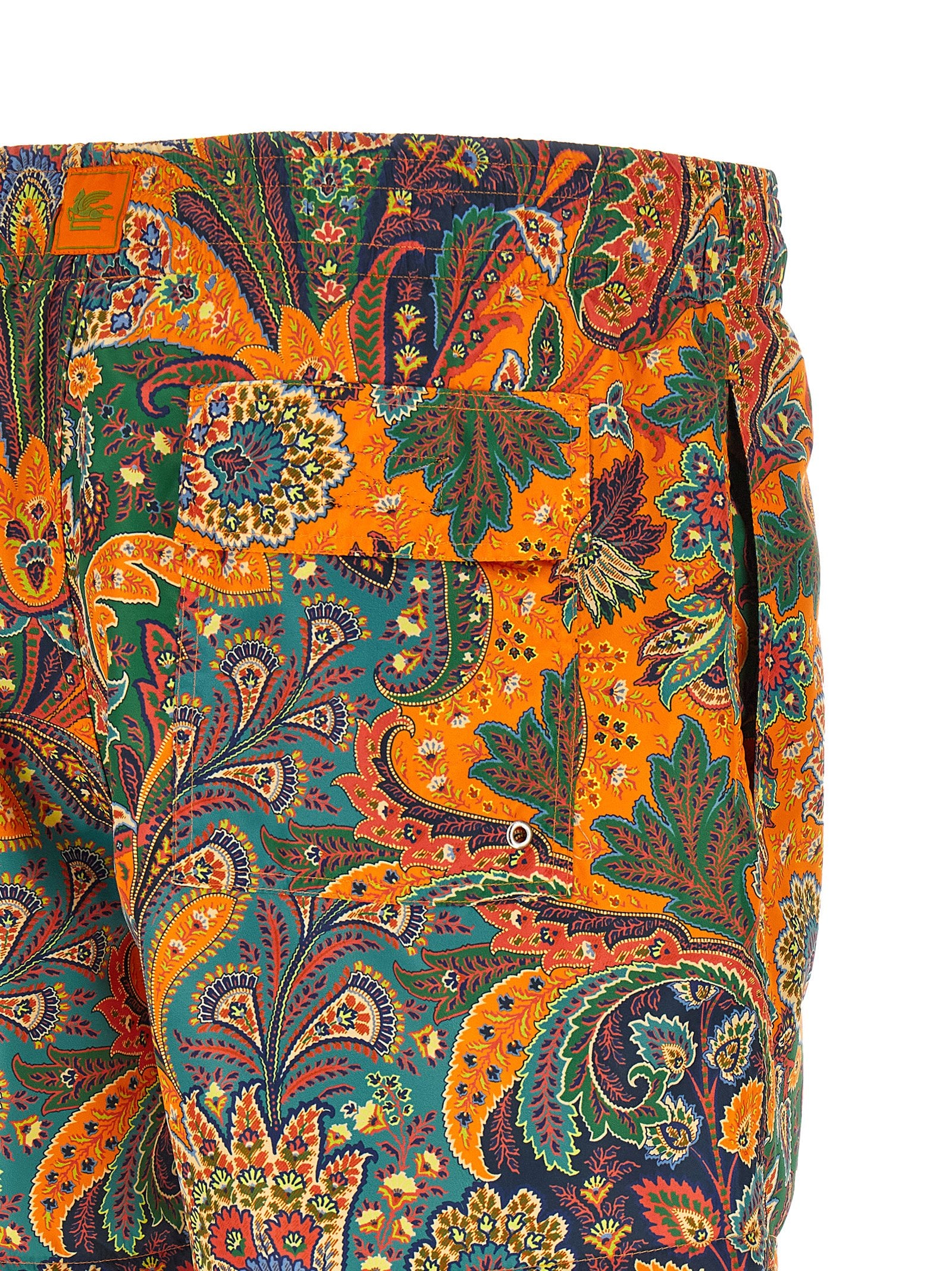 Etro Orange Polyester Swim Shorts Etro