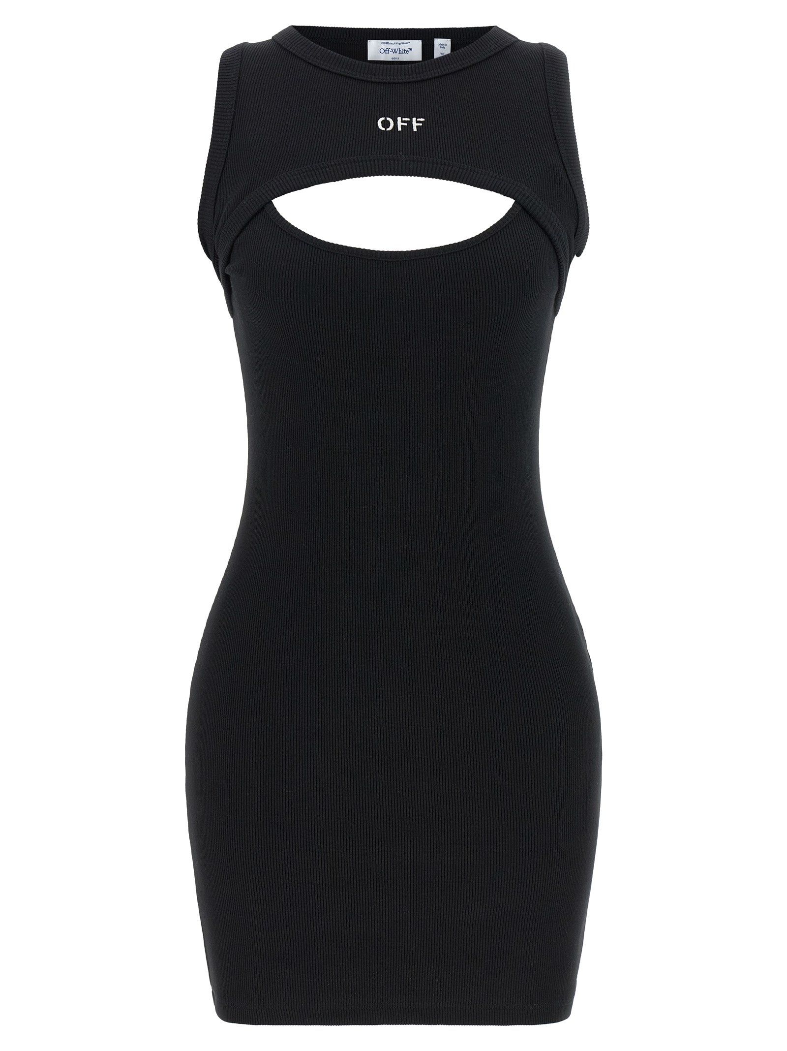 Off-White Bicolor Cotton Short Dress Off-White