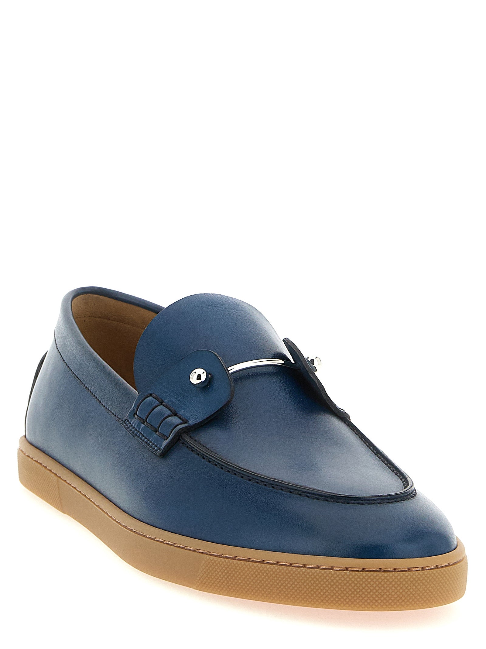 Christian Louboutin Blue Calfskin Slip-On Loafers Christian Louboutin