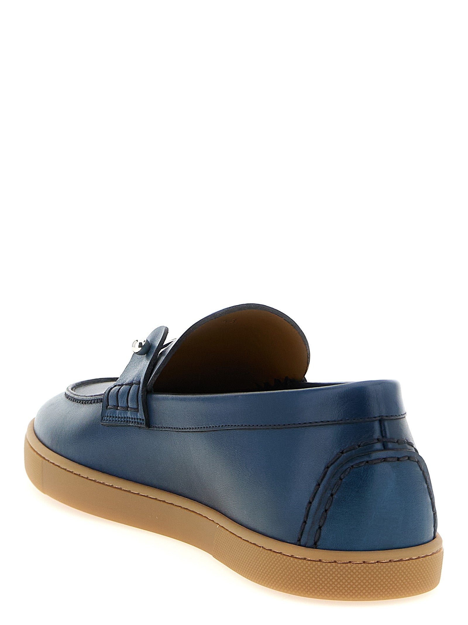 Christian Louboutin Blue Calfskin Slip-On Loafers Christian Louboutin