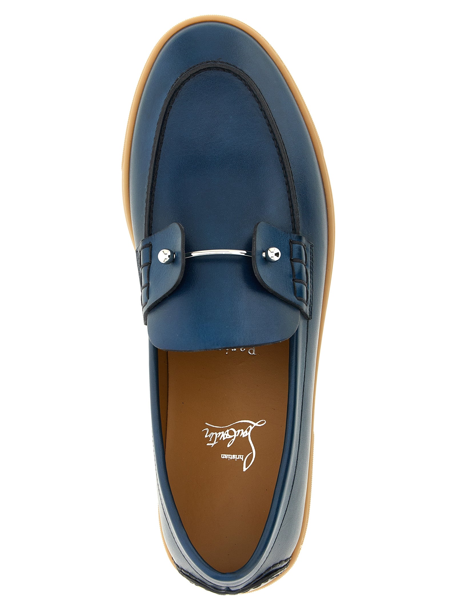 Christian Louboutin Blue Calfskin Slip-On Loafers Christian Louboutin