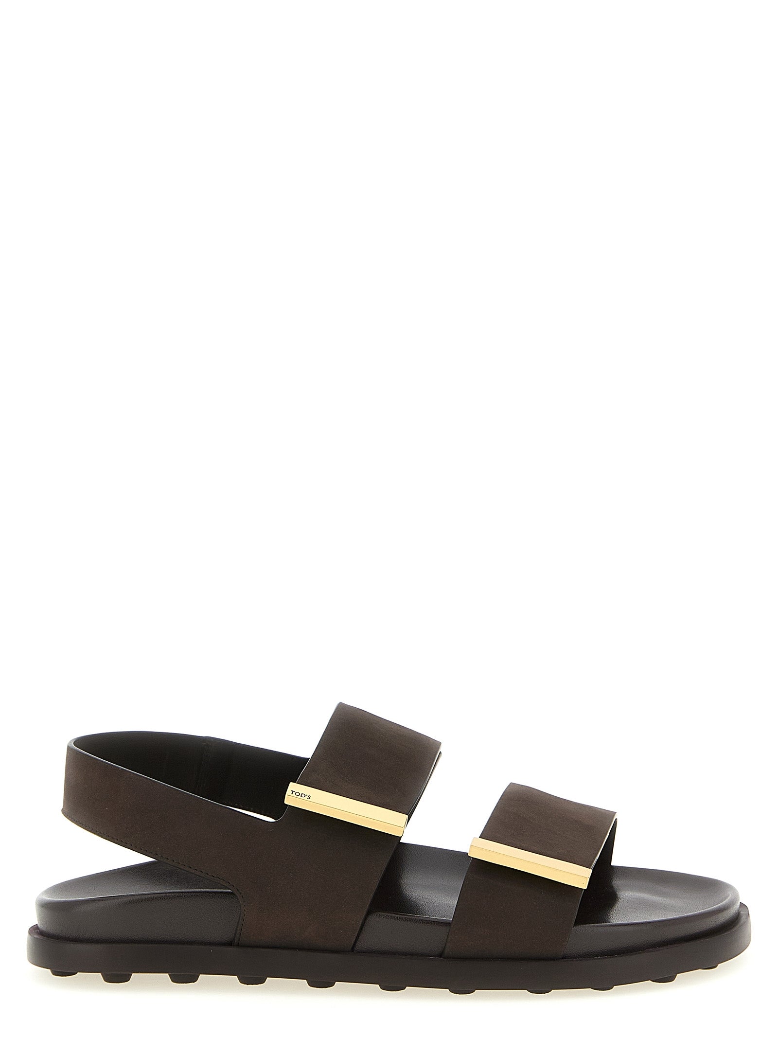 Tod's Brown Calfskin Flat Sandals Tod's