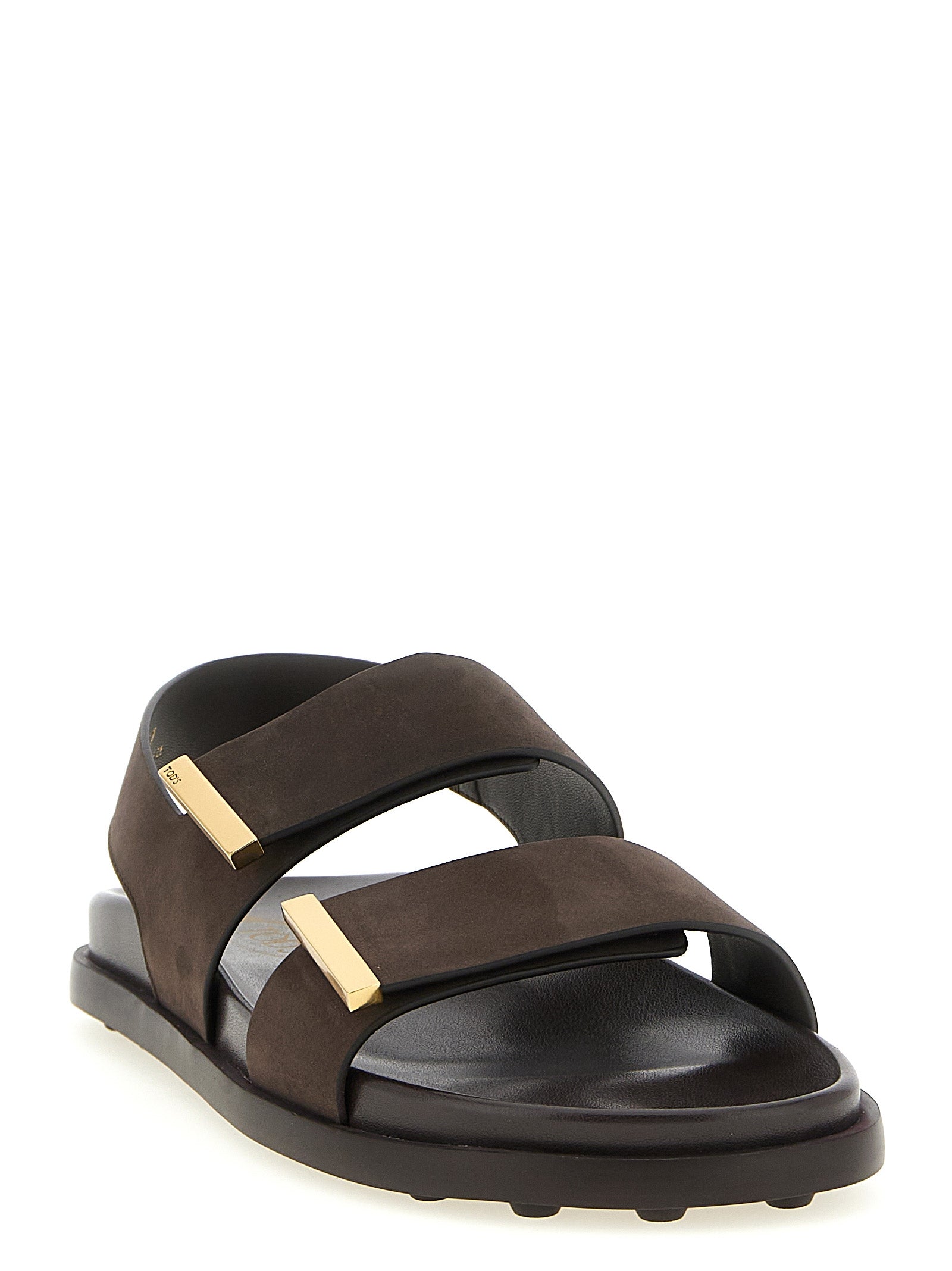 Tod's Brown Calfskin Flat Sandals Tod's