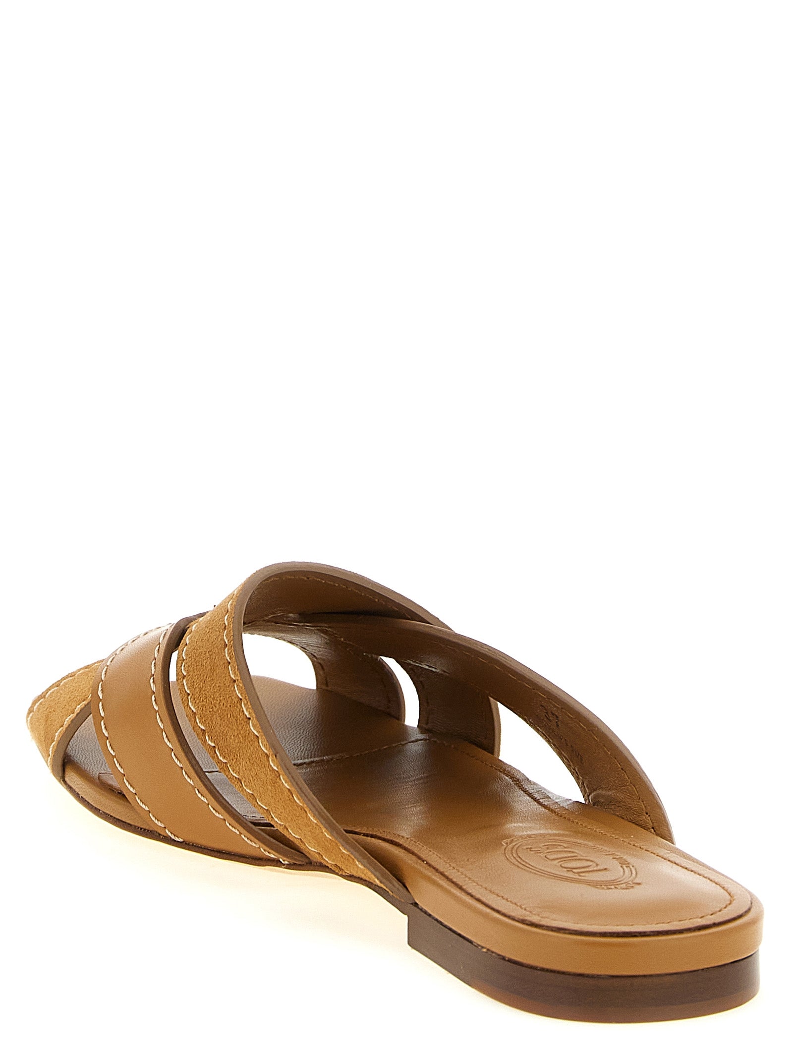 Tod's Beige Calfskin Slides Tod's