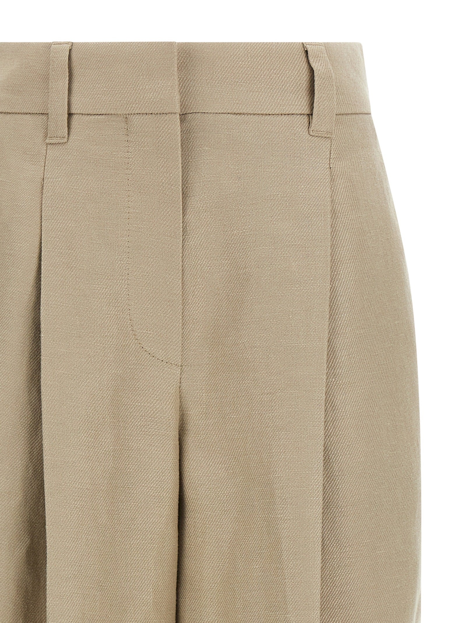 Brunello Cucinelli Beige Linen Casual Pants Brunello Cucinelli