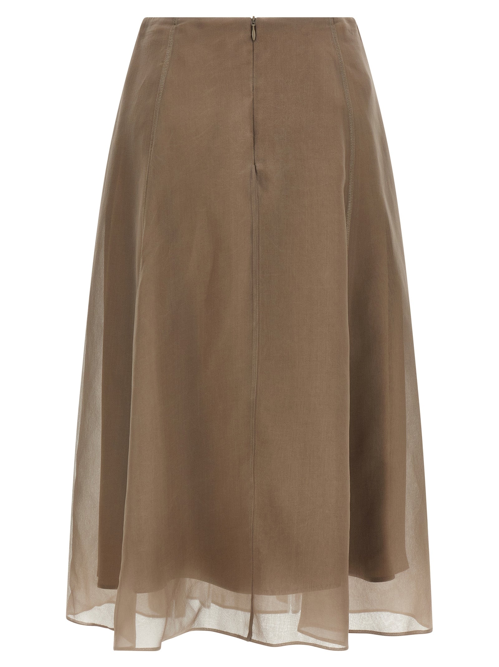 Brunello Cucinelli Beige Silk Midi Skirt Brunello Cucinelli