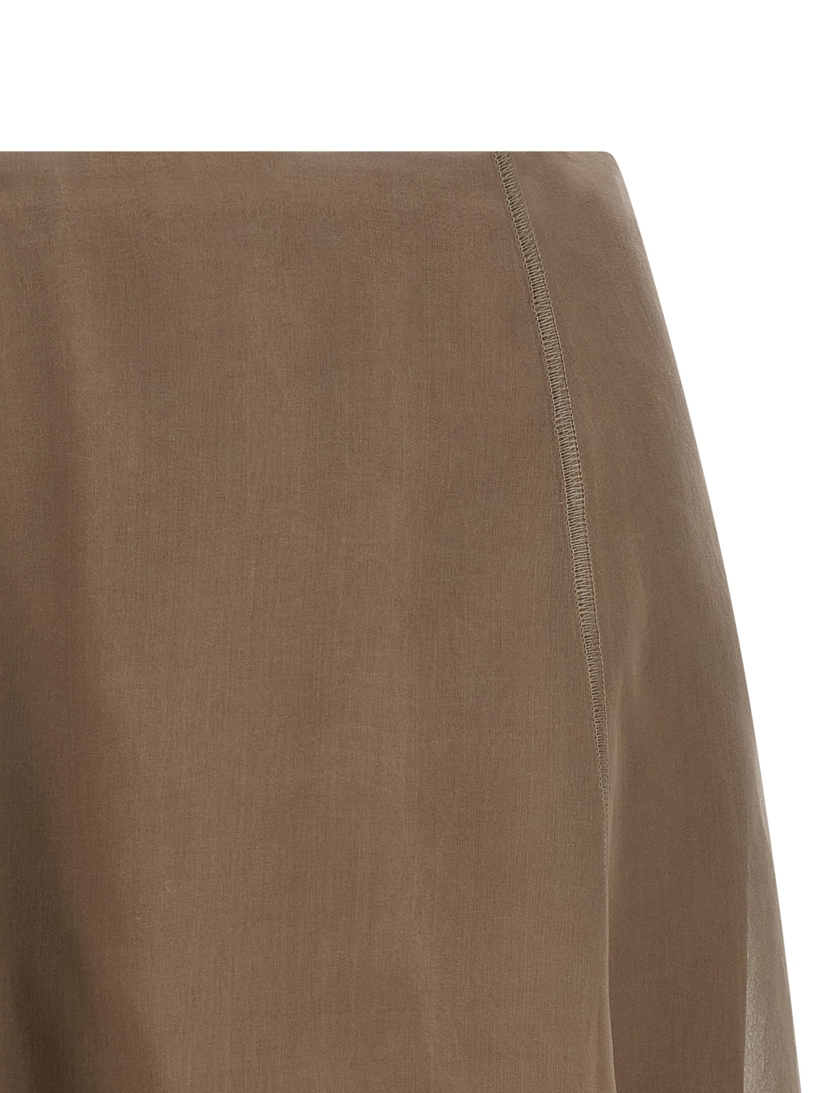 Brunello Cucinelli Beige Silk Midi Skirt Brunello Cucinelli