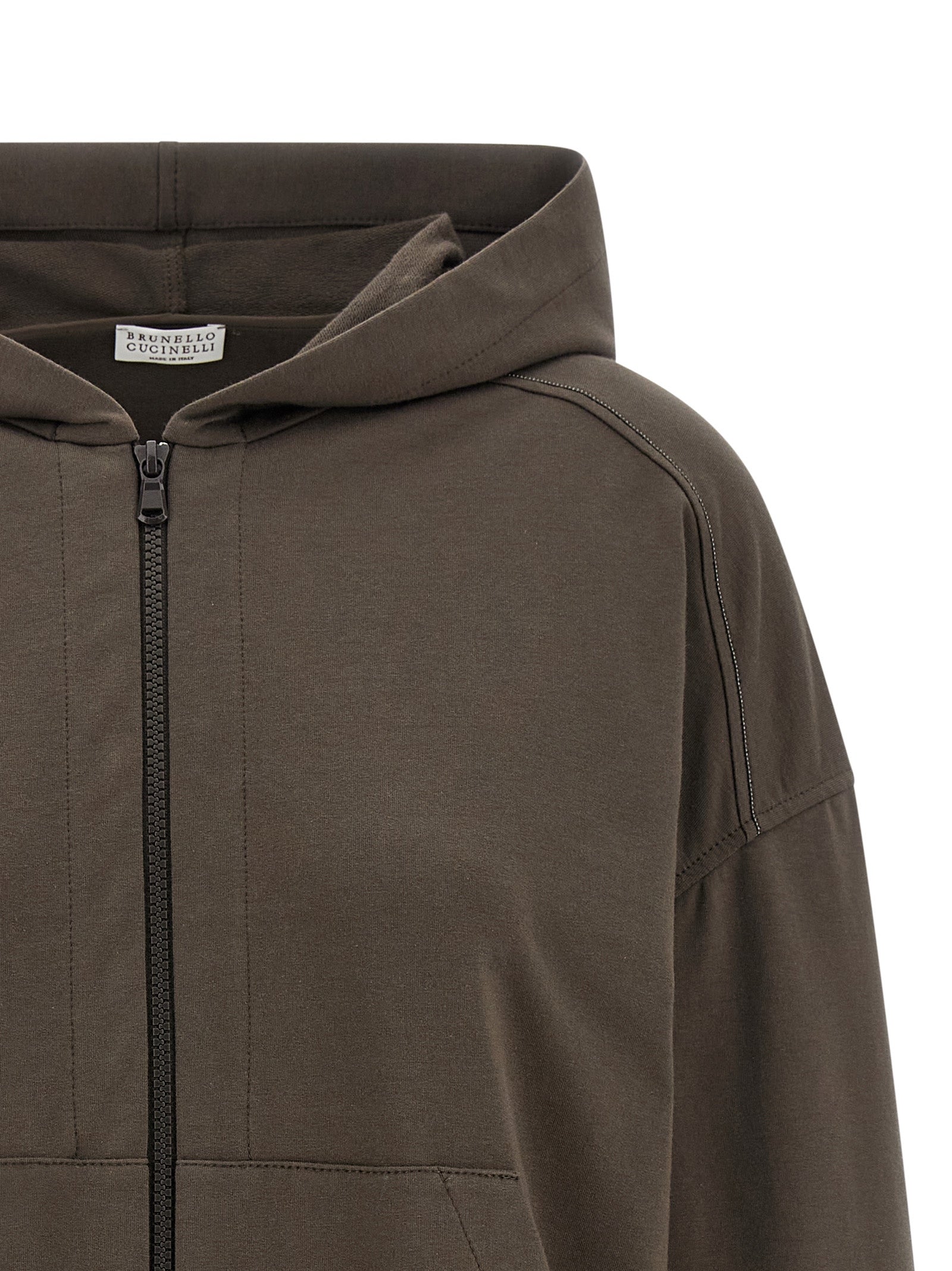 Brunello Cucinelli Brown Cotton Hoodie Brunello Cucinelli