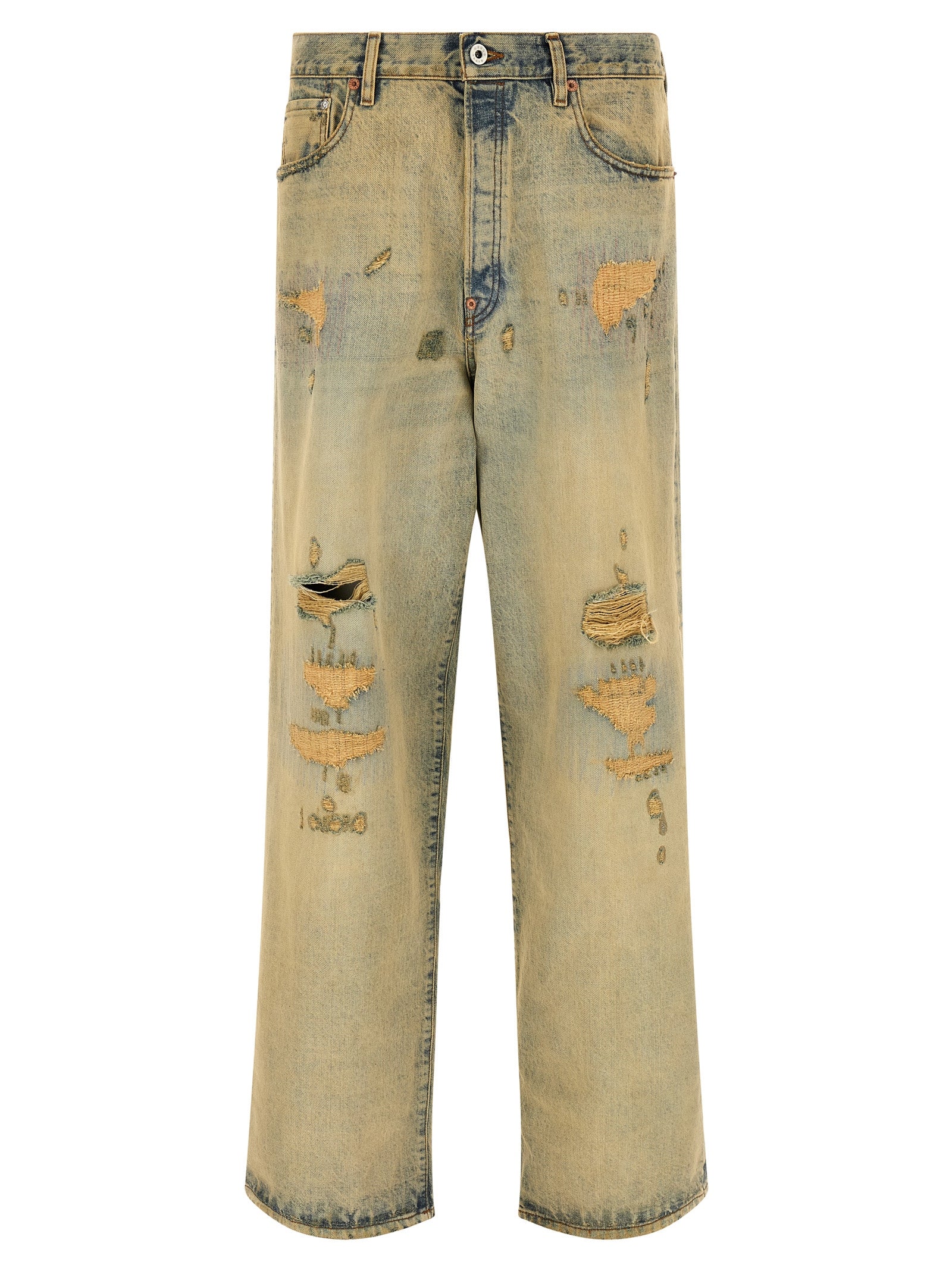 Kenzo Bicolor Cotton Straight-Leg Jeans Kenzo