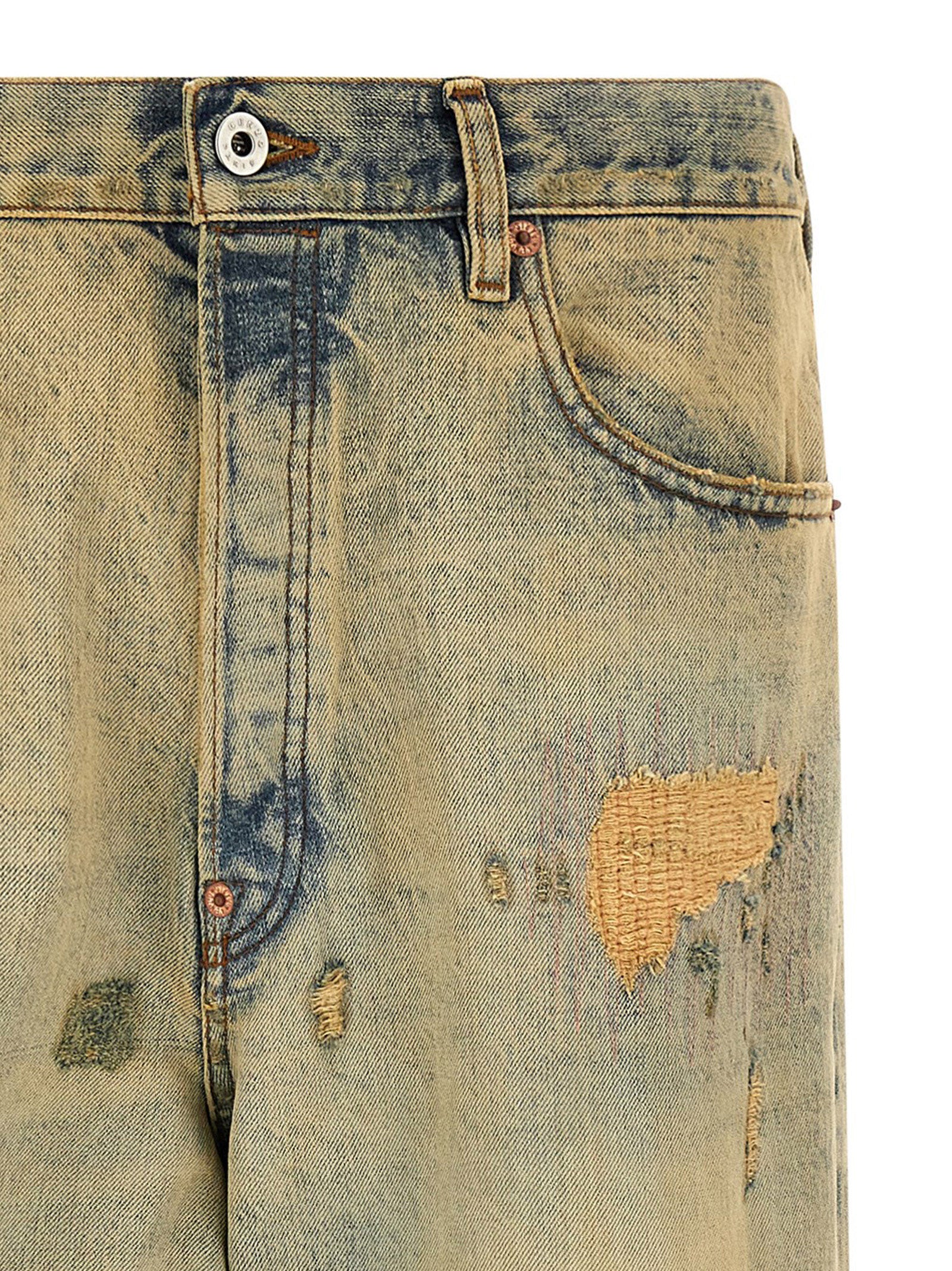 Kenzo Bicolor Cotton Straight-Leg Jeans Kenzo