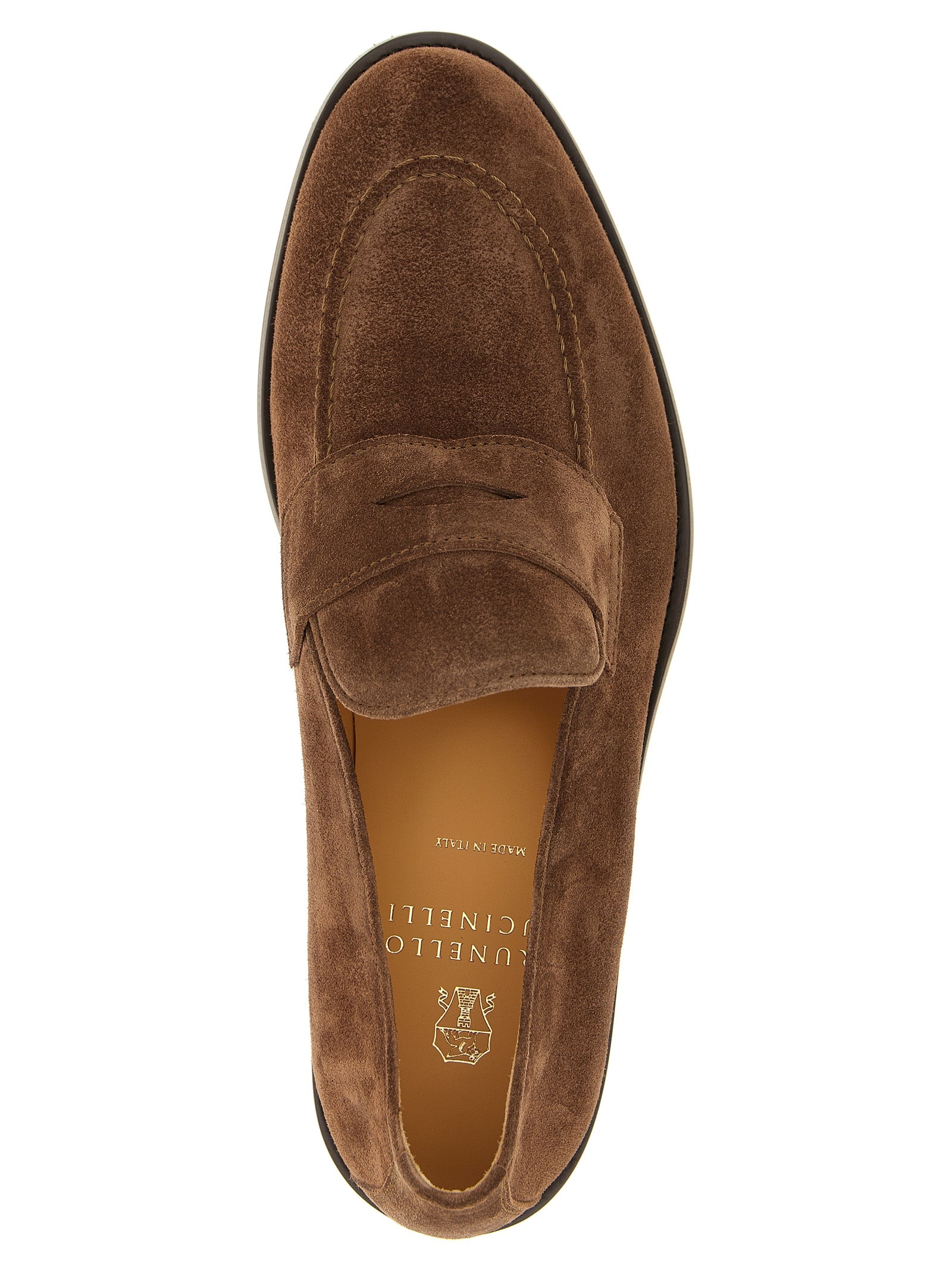 Brunello Cucinelli Brown Calfskin Slip-On Loafers Brunello Cucinelli