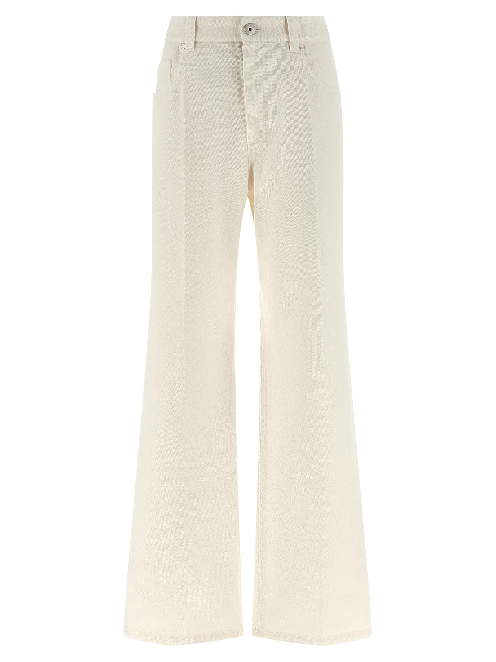 Brunello Cucinelli White Cotton Relaxed Fit Jeans Brunello Cucinelli