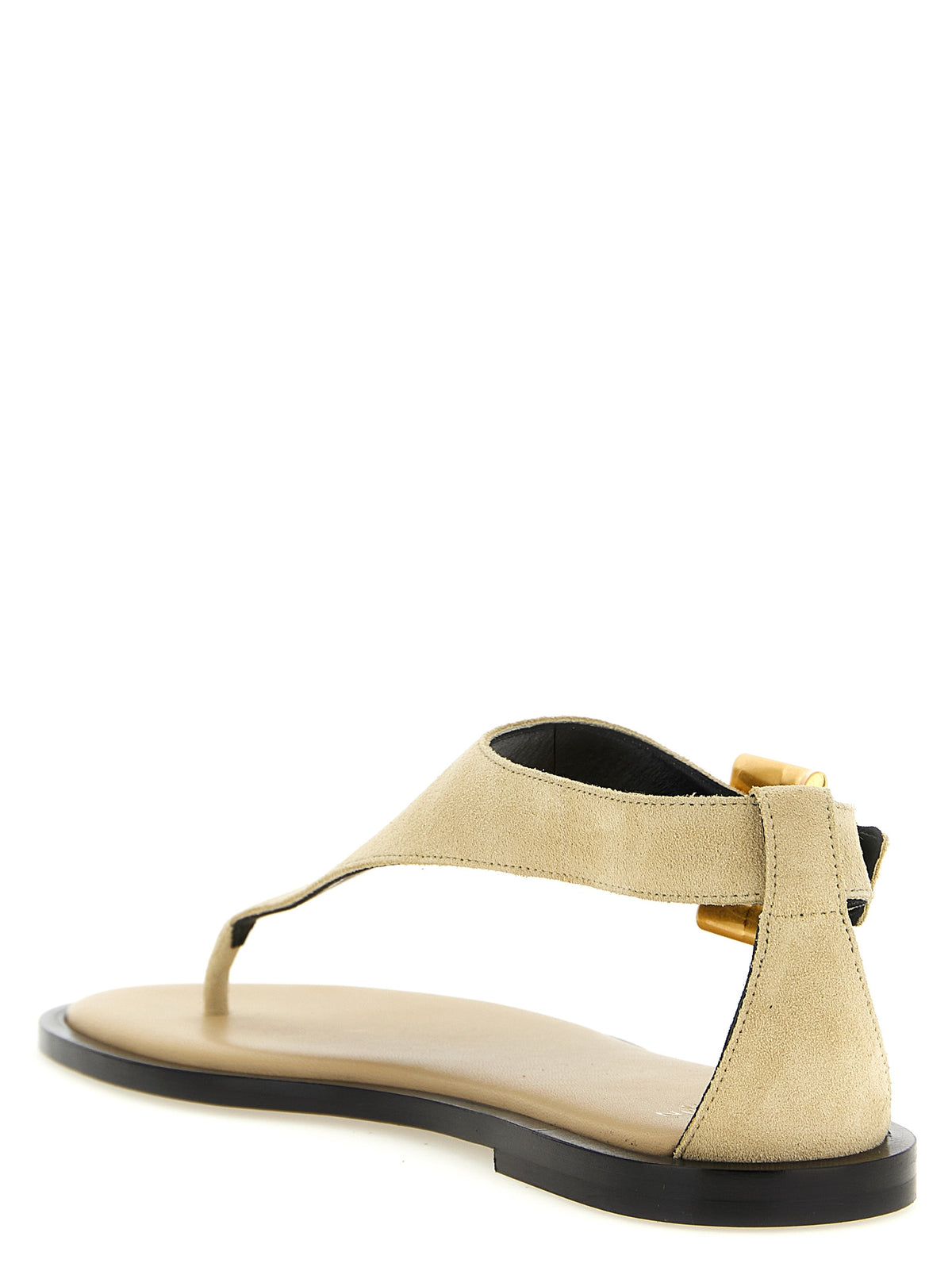 Balmain Beige Calfskin Flat Sandals Balmain