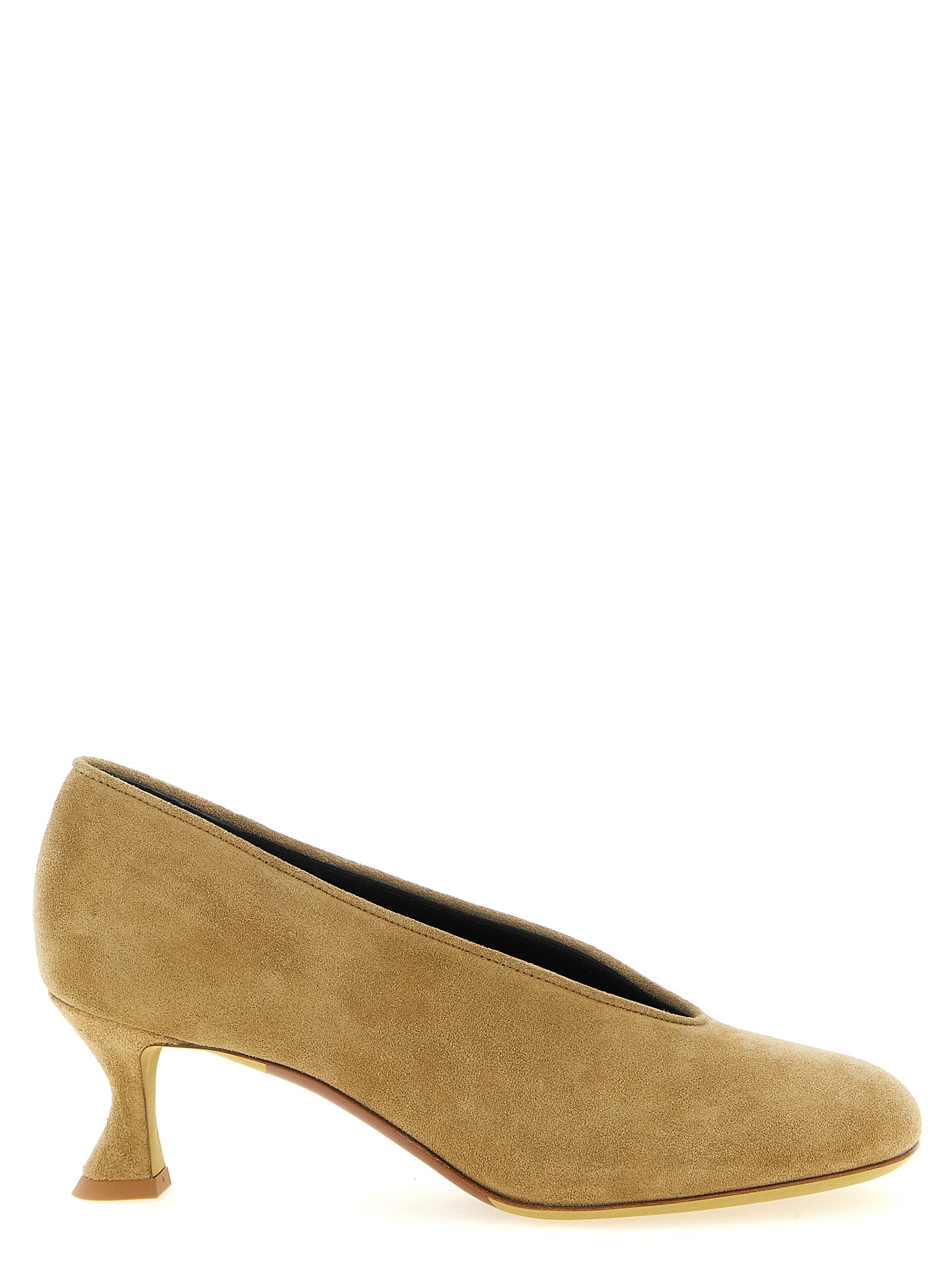 Moschino Beige Calfskin Mid Heel Pumps Moschino