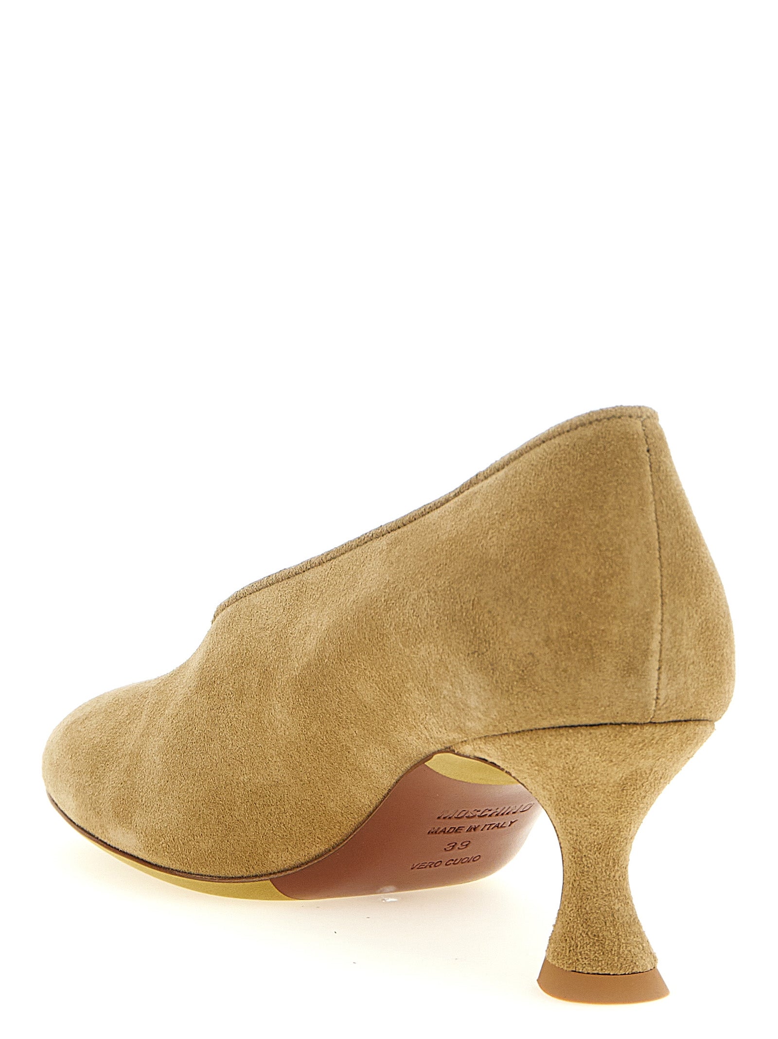 Moschino Beige Calfskin Mid Heel Pumps Moschino