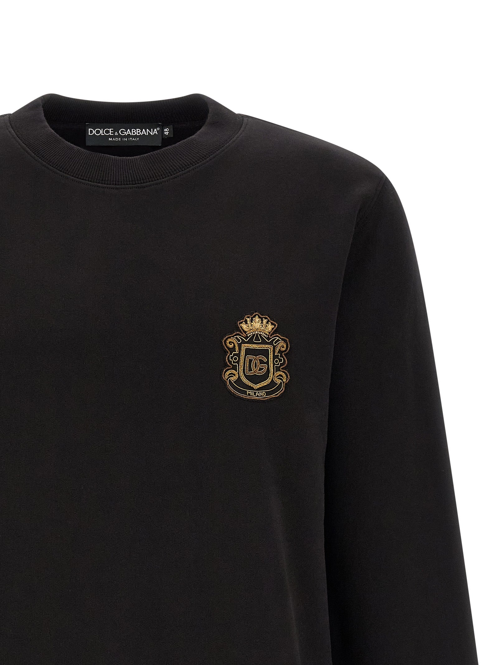 Dolce & Gabbana Black Cotton Sweatshirt Dolce & Gabbana