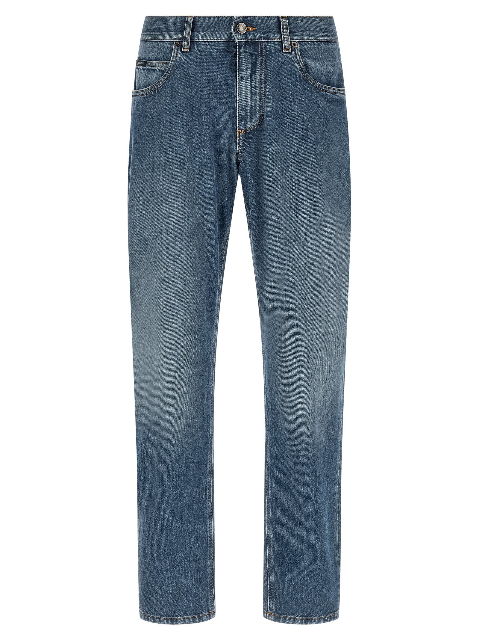 Dolce & Gabbana Blue Cotton Straight-Leg Jeans Dolce & Gabbana