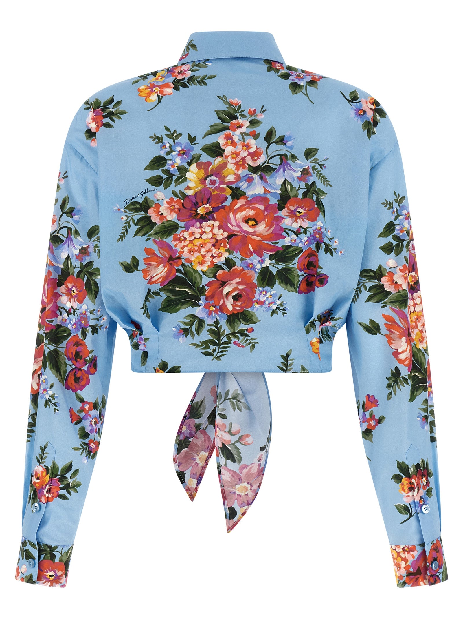 Dolce & Gabbana Blue Cotton Blouse Dolce & Gabbana