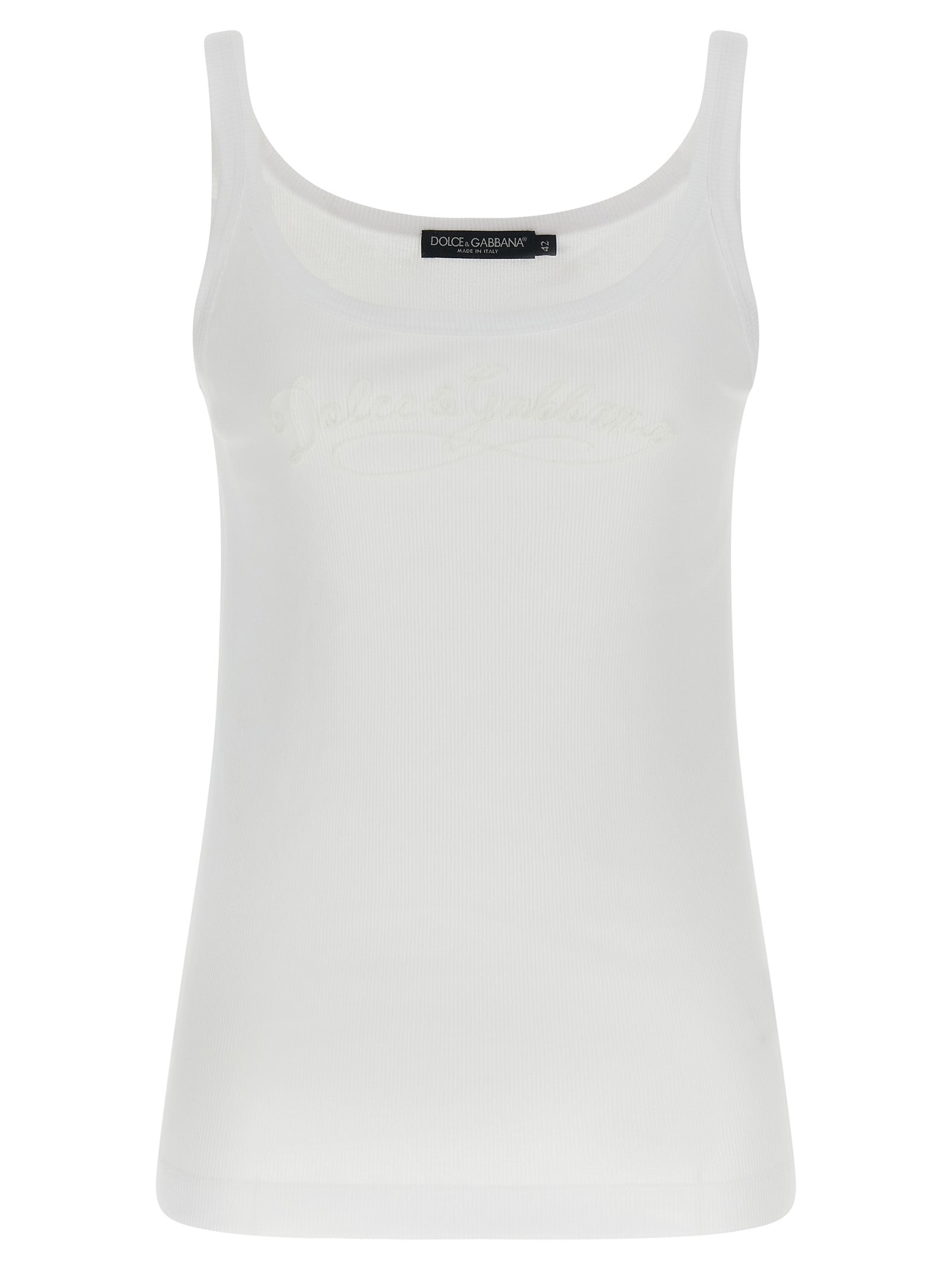 Dolce & Gabbana White Cotton Sleeveles T-Shirt Dolce & Gabbana