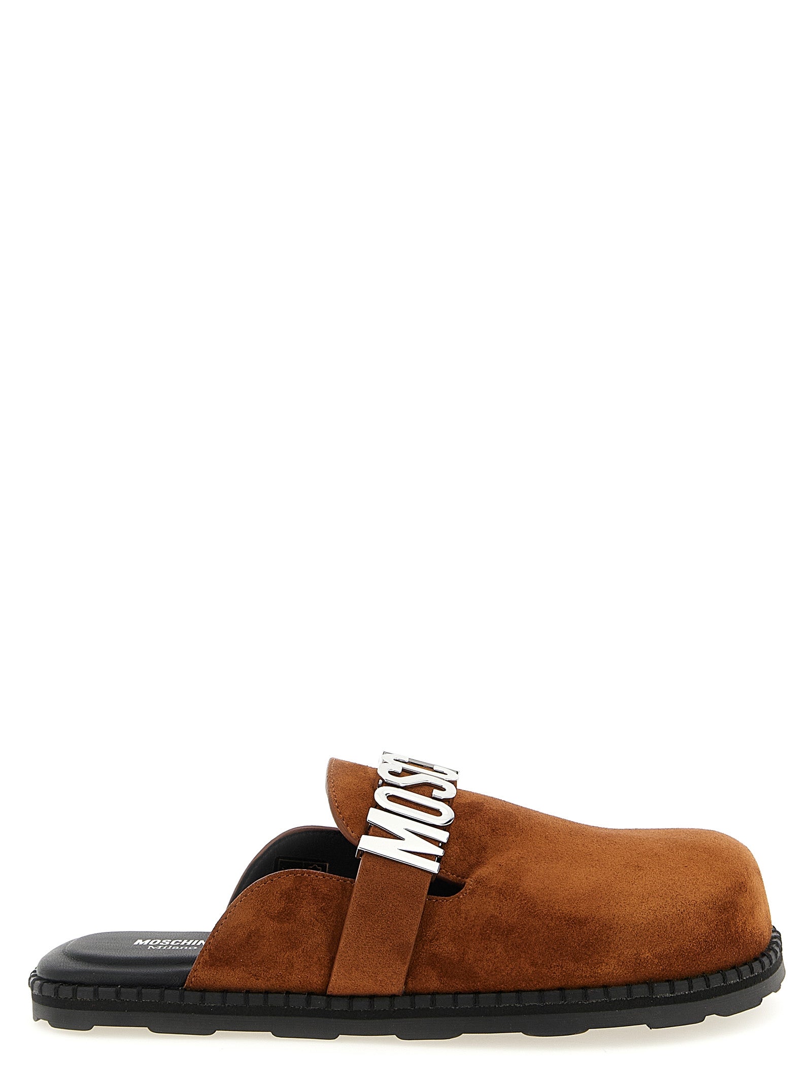 Moschino Brown Calfskin Clogs Moschino