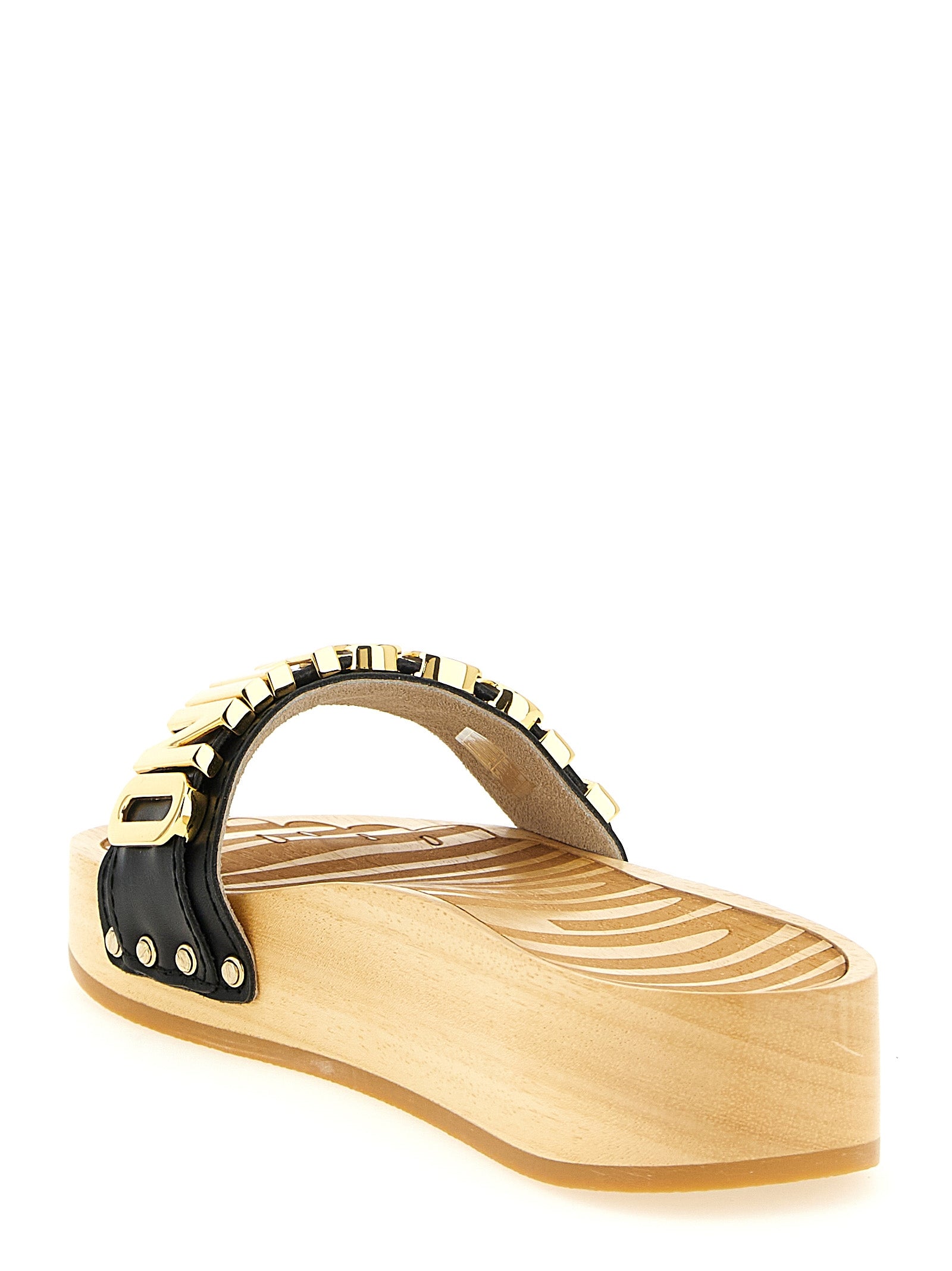Moschino Black Calfskin Slides Moschino