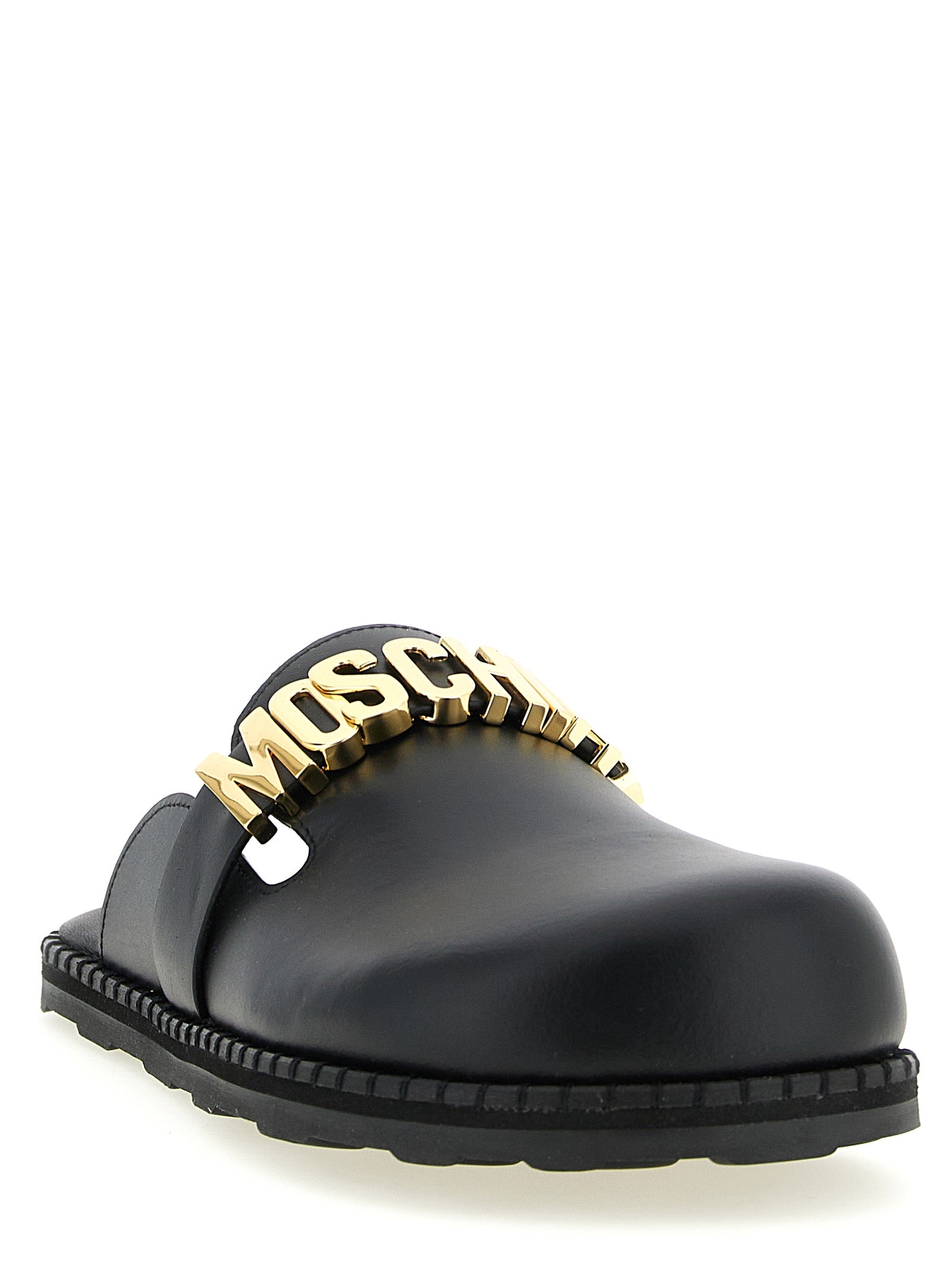 Moschino Black Calfskin Clogs Moschino