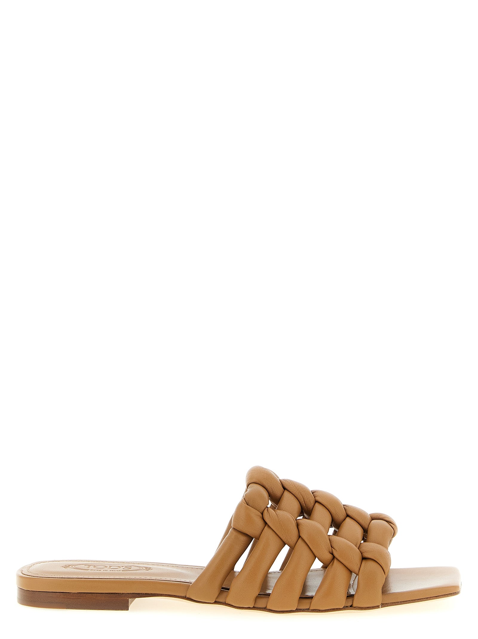 Tod's Brown Lambskin Slides Tod's