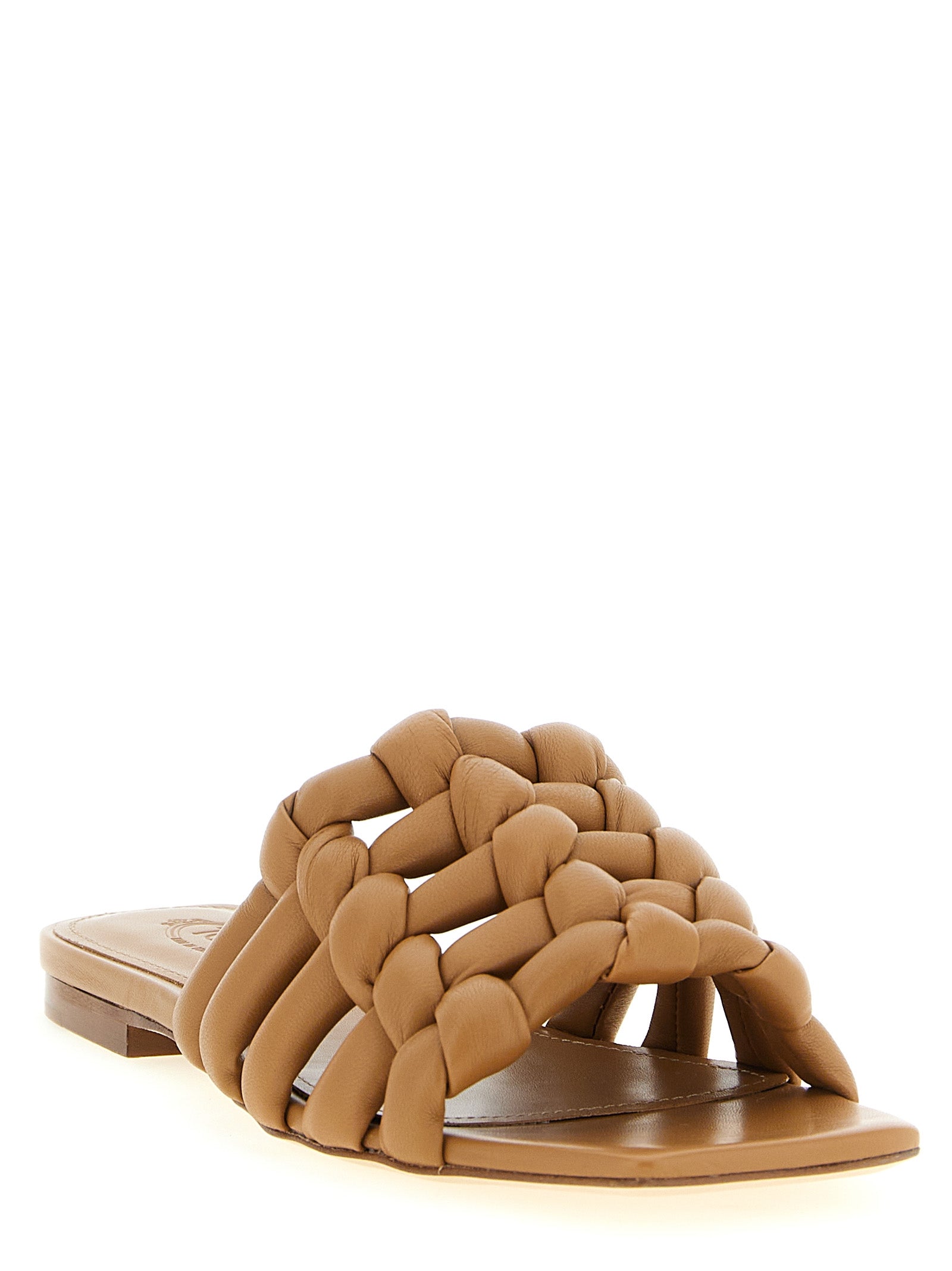 Tod's Brown Lambskin Slides Tod's