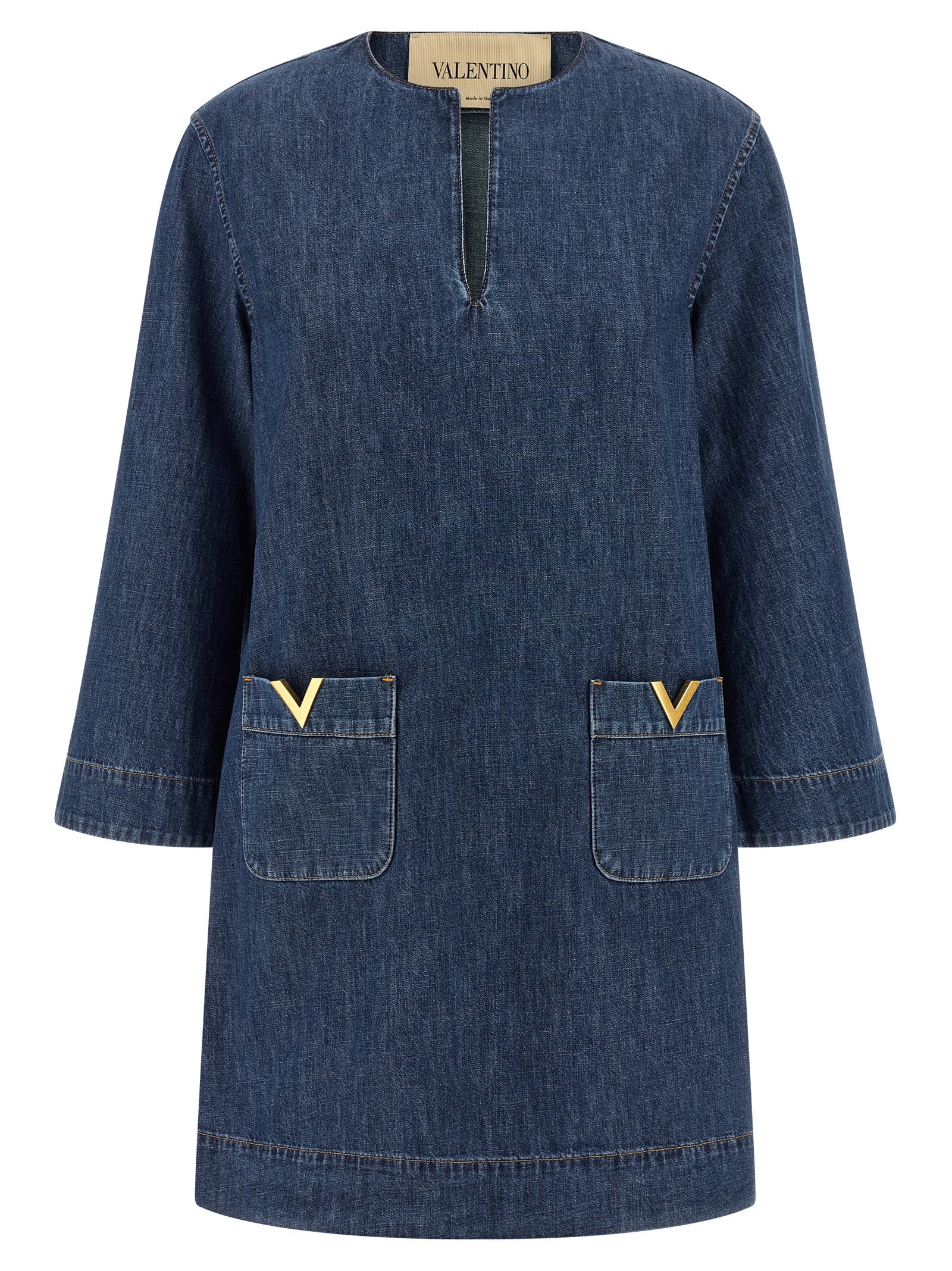 Valentino Garavani Blue Cotton Short Dress Valentino Garavani