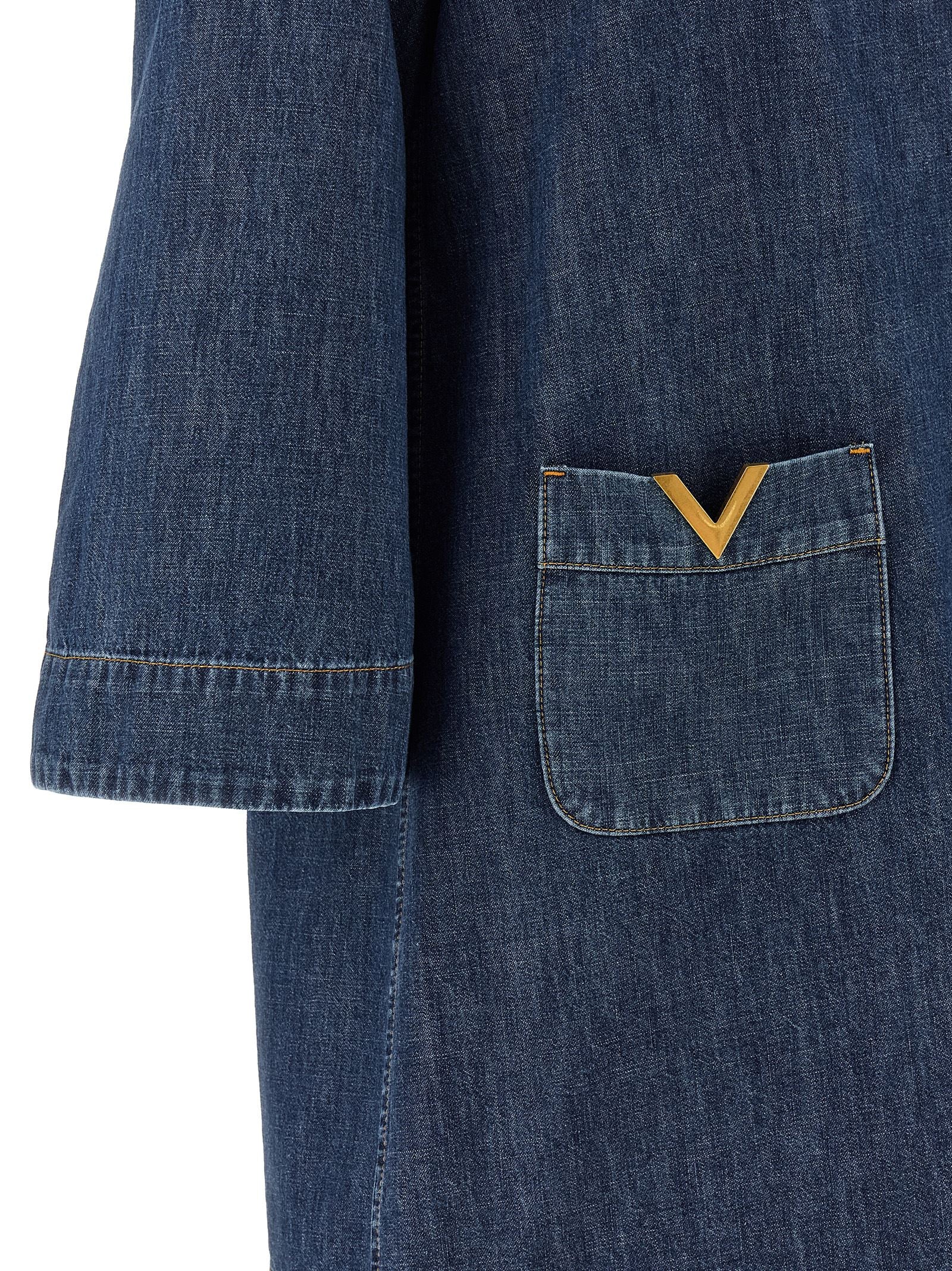 Valentino Garavani Blue Cotton Short Dress Valentino Garavani