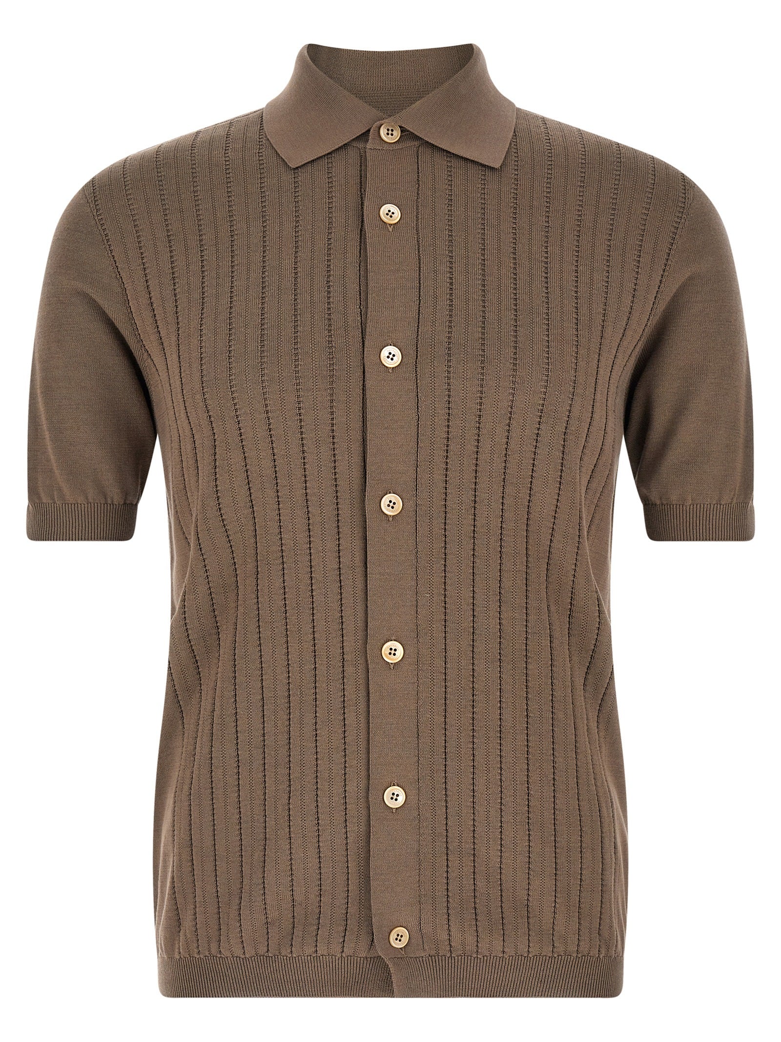 Brunello Cucinelli Brown Cotton Blouse Brunello Cucinelli