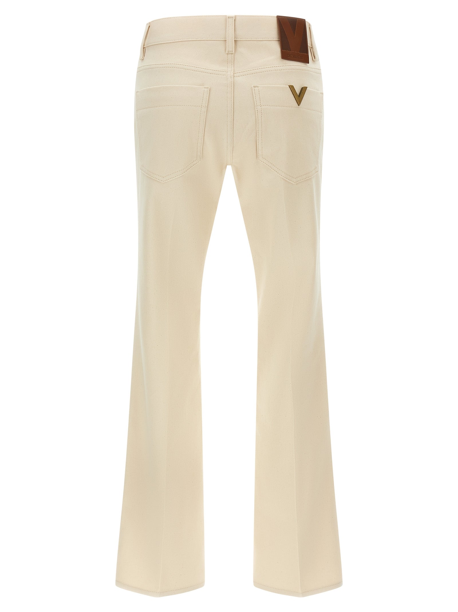 Valentino Garavani Beige Cotton Flared Jeans Valentino Garavani
