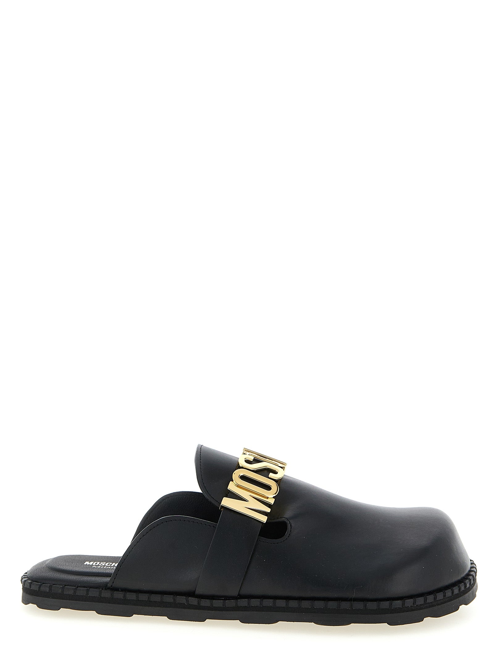 Moschino Black Calfskin Clogs Moschino