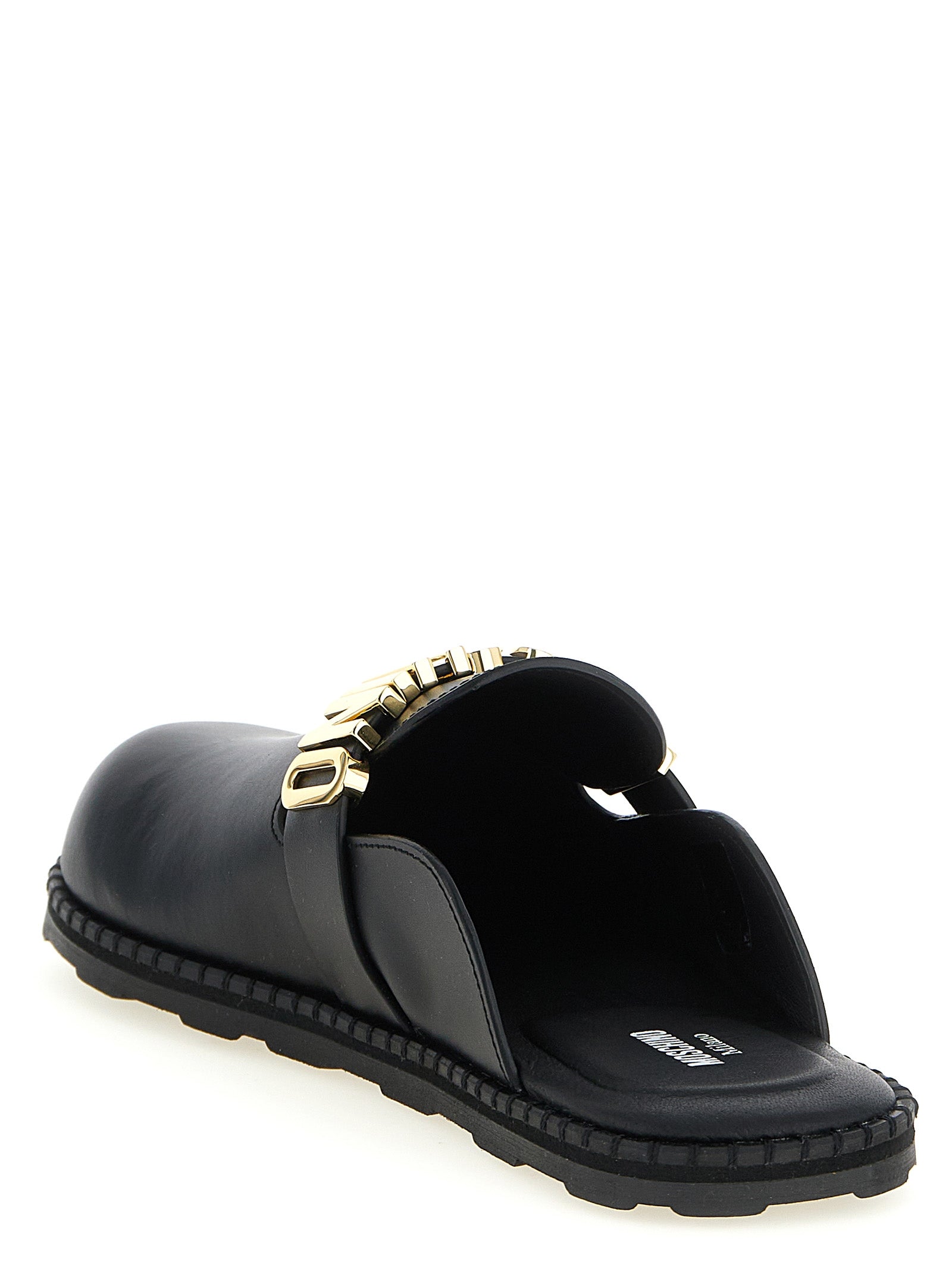 Moschino Black Calfskin Clogs Moschino